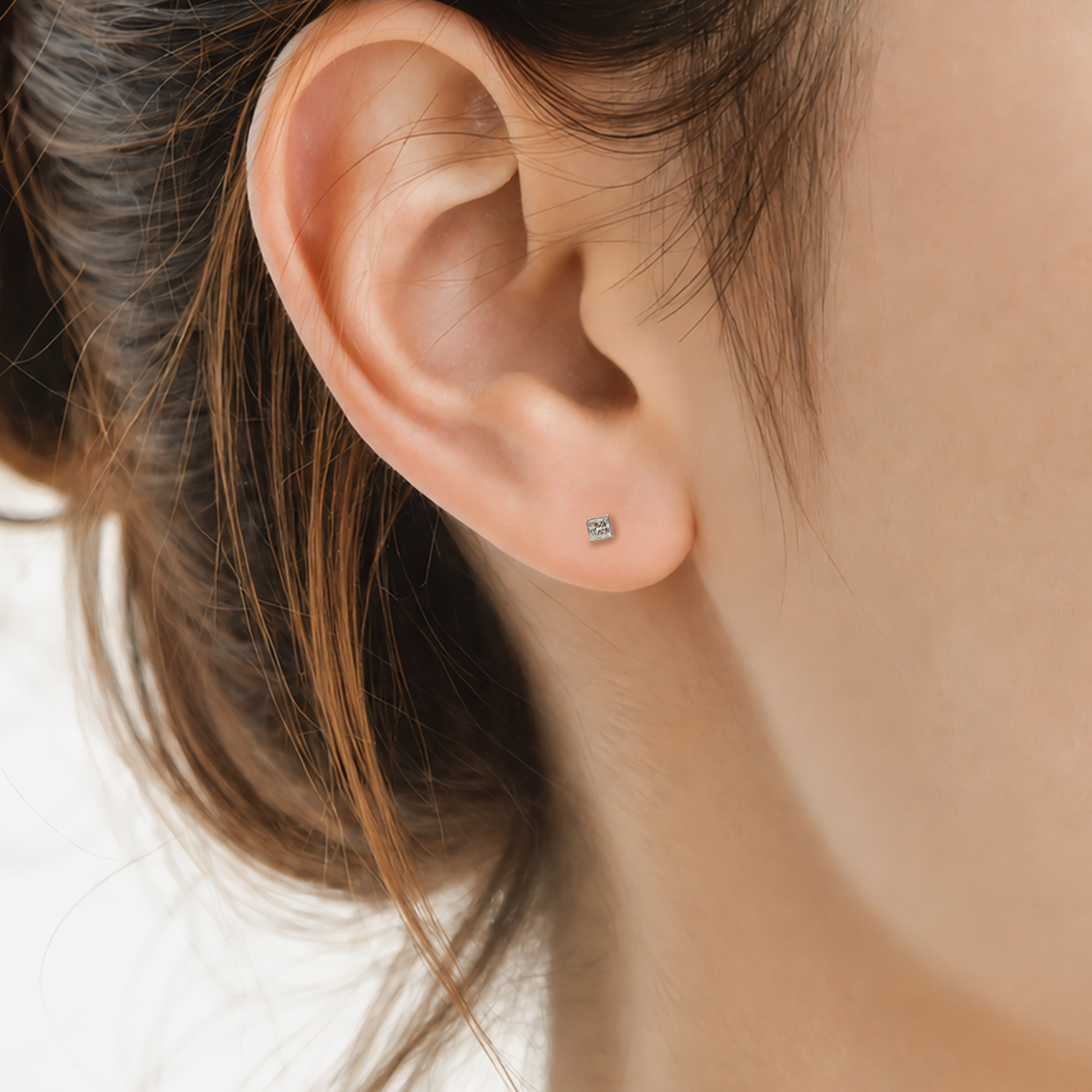 Pure earrings: white gold, diamonds - 5