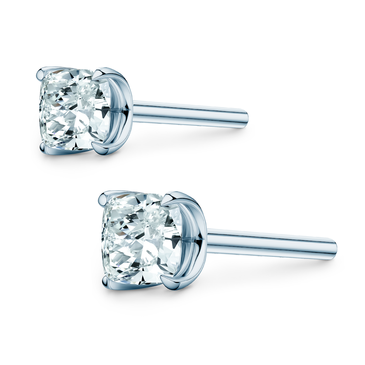 Share Your Love earrings: white gold, cushion cut diamonds - 3