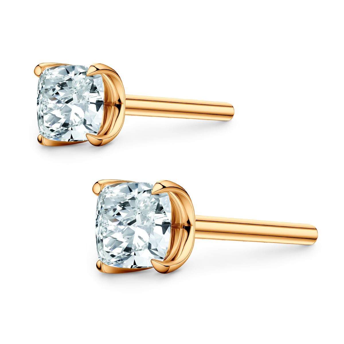 Share Your Love earrings: yellow gold, cushion cut diamonds - 3