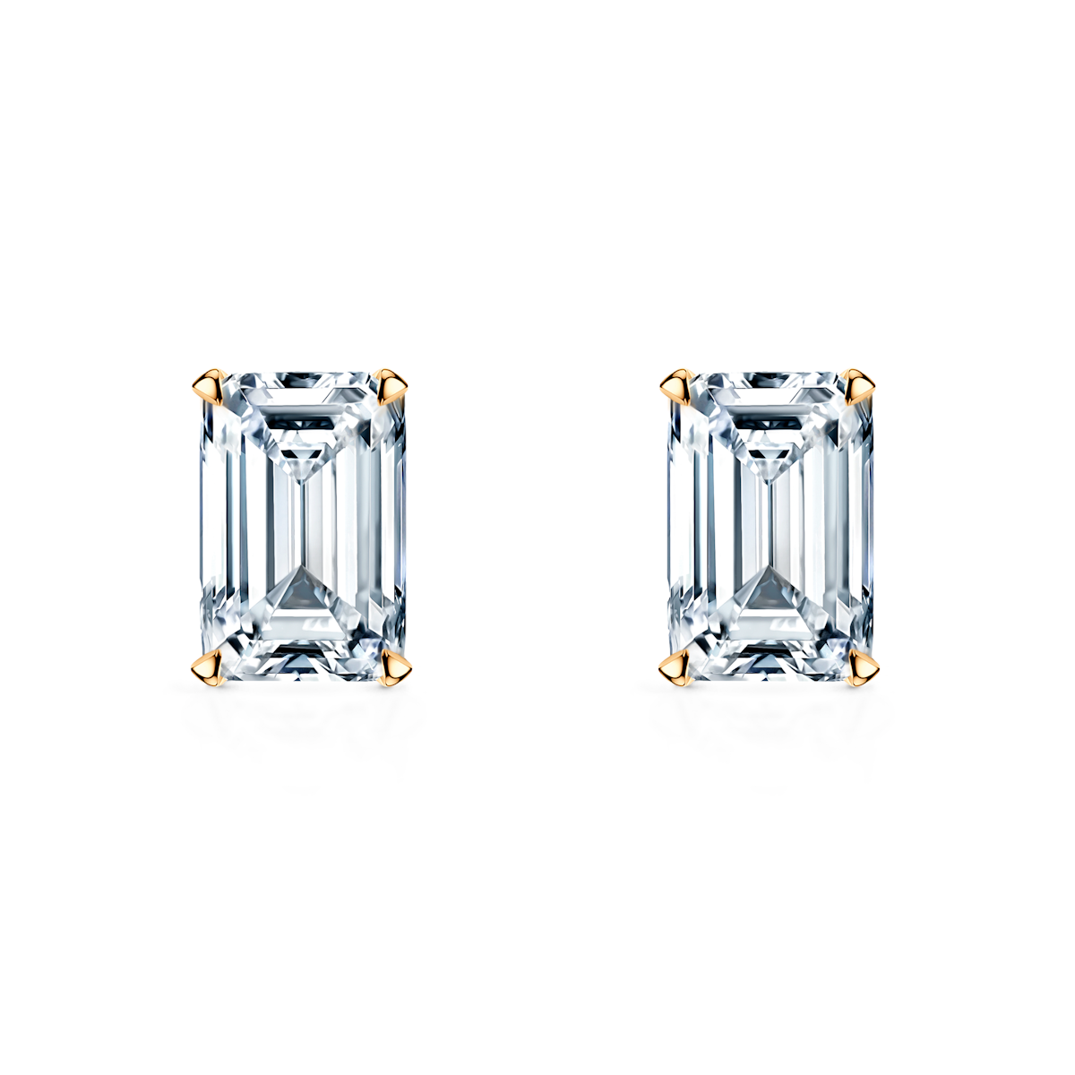 Share Your Love earrings: yellow gold, emerald cut diamonds