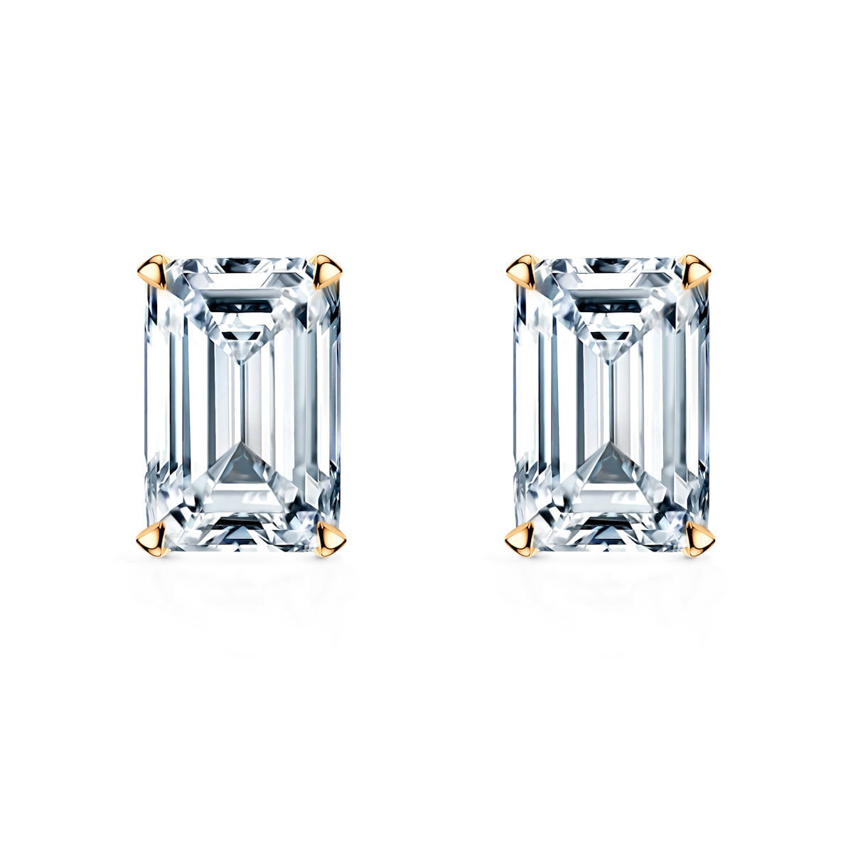 Share Your Love earrings: yellow gold, lab-grown diamonds, emerald cut