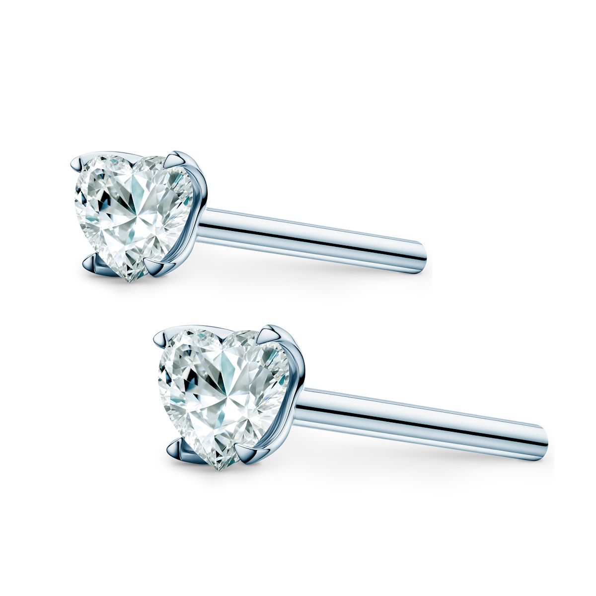 Share Your Love earrings: white gold, heart cut diamonds - 3