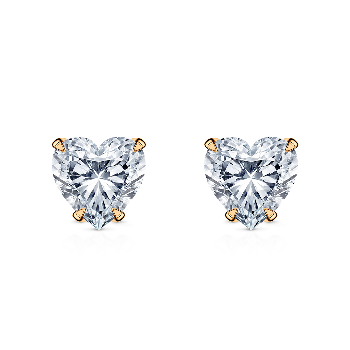Share Your Love earrings: yellow gold, heart cut diamonds