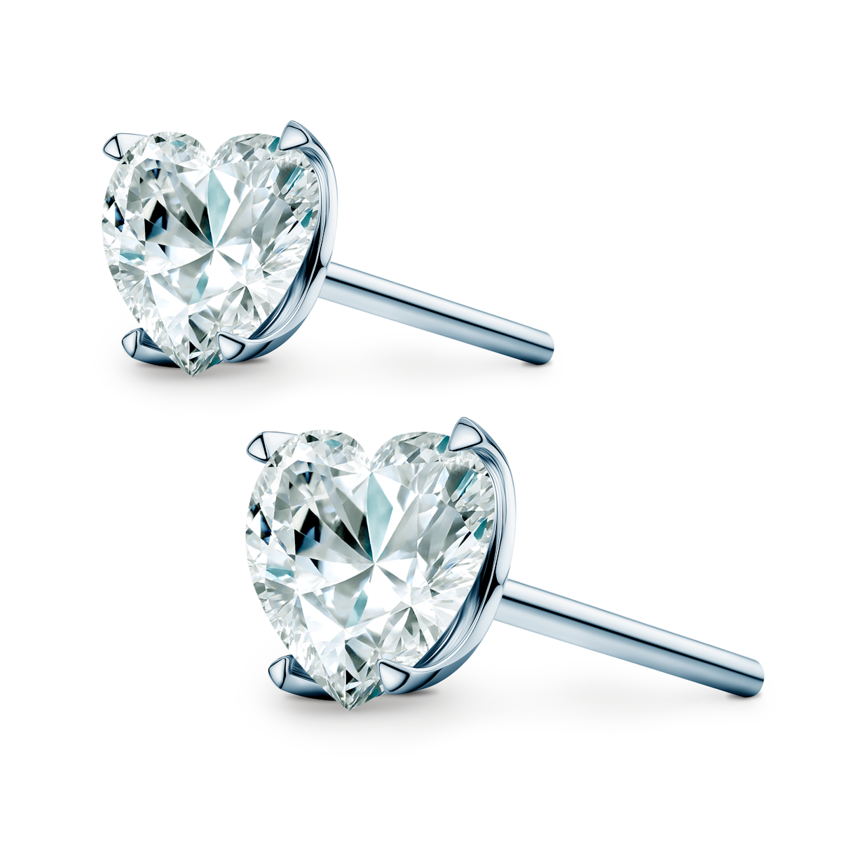 Share Your Love earrings: white gold, lab-grown diamonds, heart cut - 3