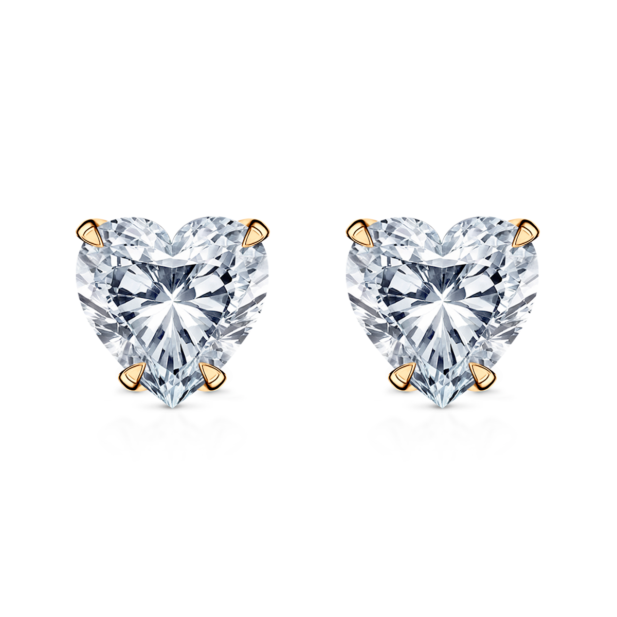 Share Your Love earrings: yellow gold, lab-grown diamonds, heart cut
