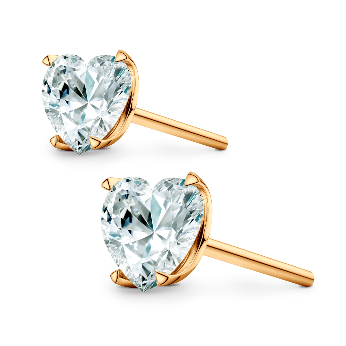 Share Your Love earrings: yellow gold, lab-grown diamonds, heart cut - 3