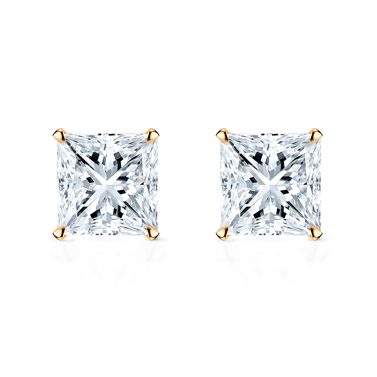 Share Your Love earrings: yellow gold, lab-grown diamonds, princess cut