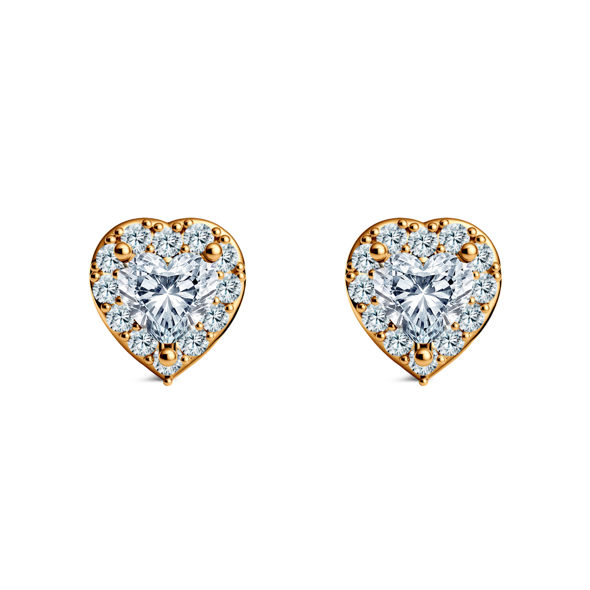 This Is Love earrings: yellow gold, heart cut diamonds