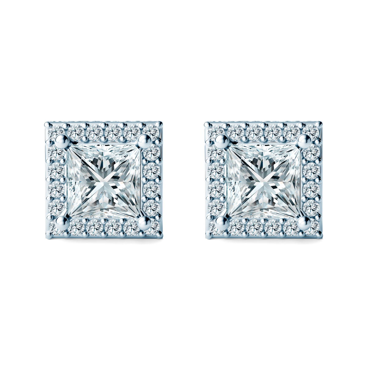 This Is Love earrings: white gold, lab-grown diamonds, princess cut