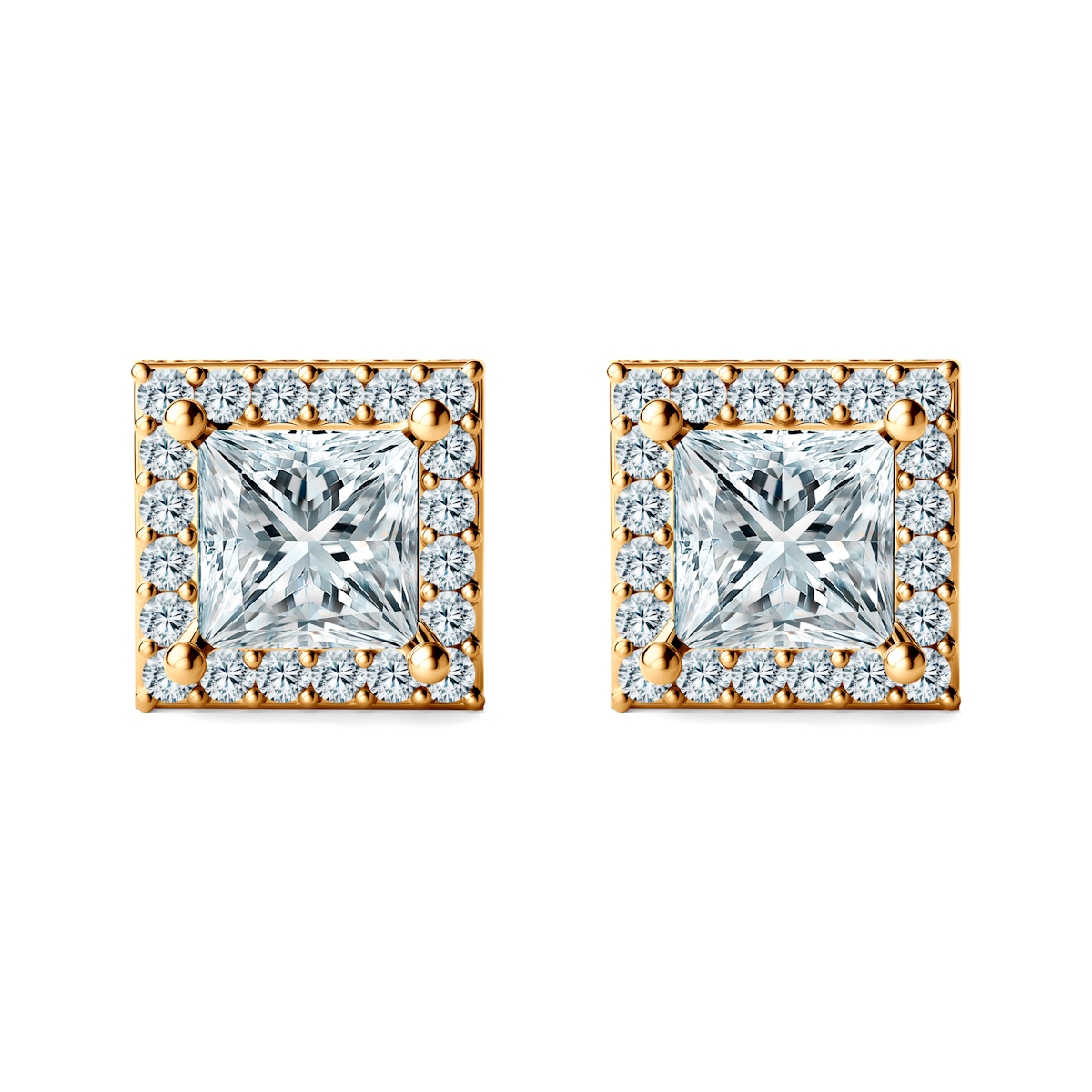This Is Love earrings: yellow gold, lab-grown diamonds, princess cut