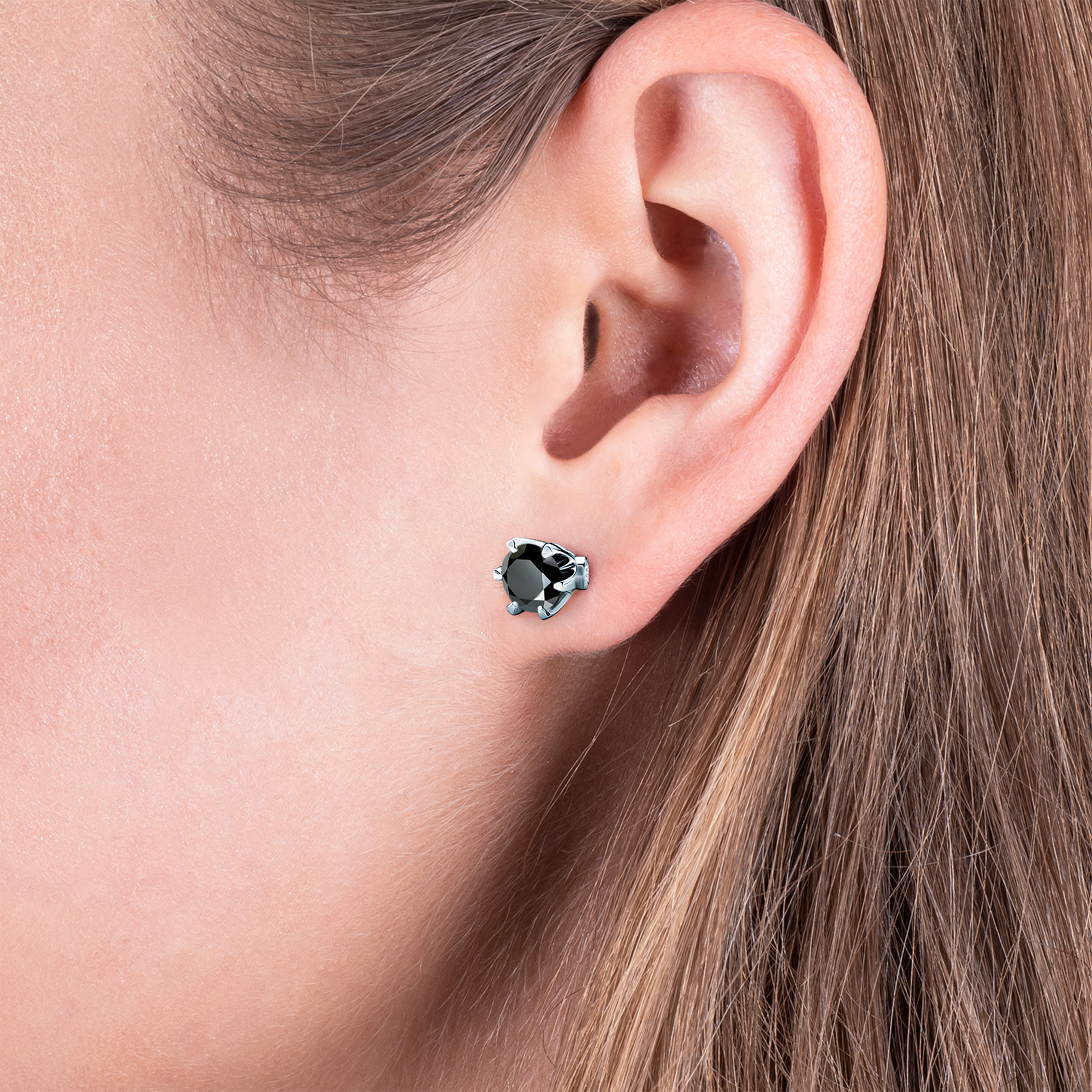 Earrings The Journey: white gold, black diamonds - 7