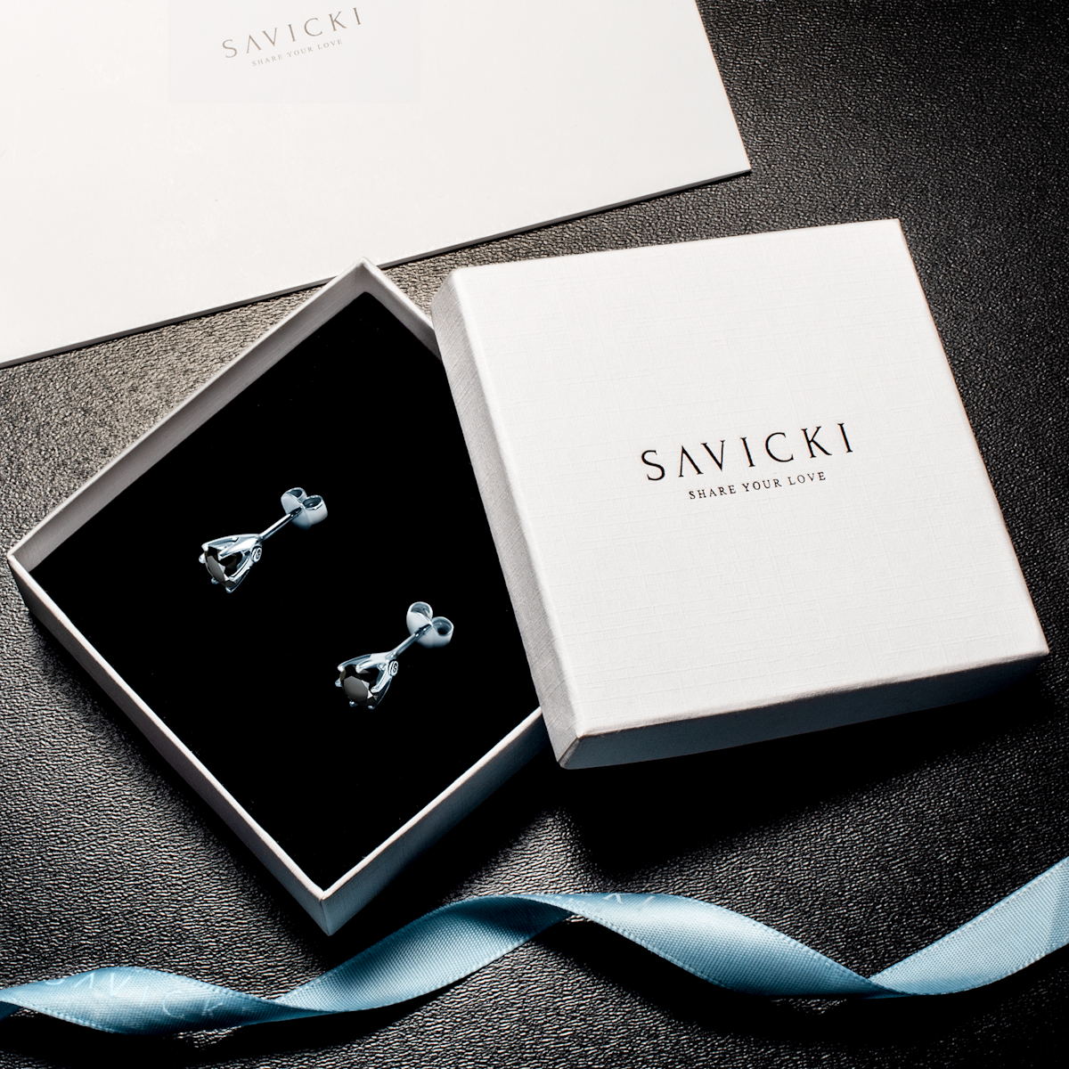 Earrings The Journey: white gold, black diamonds