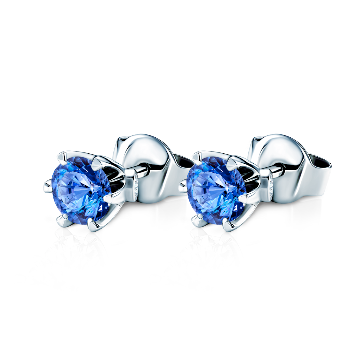 Earrings The Journey: white gold, sapphire - 3