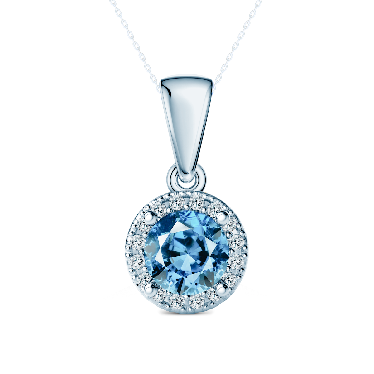 Pandantiv This is Love: aur alb, diamant albastru de laborator, diamante de laborator