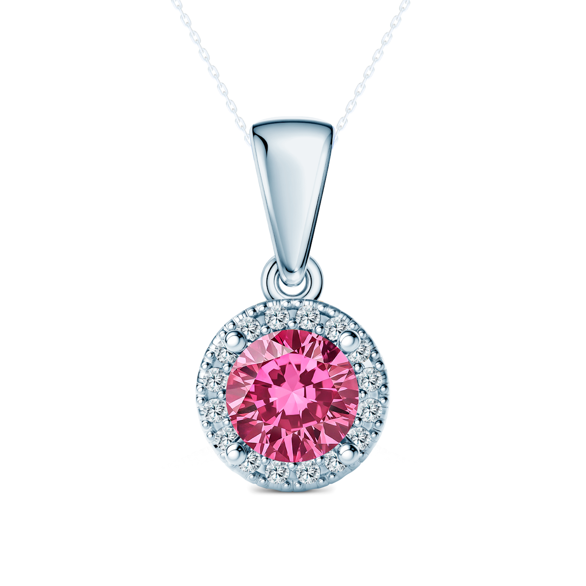 Pandantiv This is Love: aur alb, diamant roz de laborator, diamante de laborator