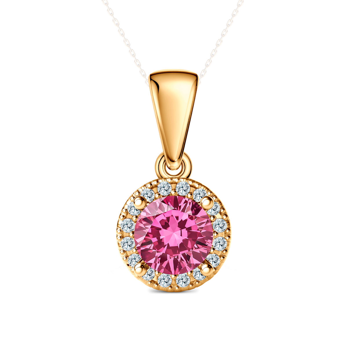 Pandantiv This is Love: aur galben, diamant roz de laborator, diamante de laborator