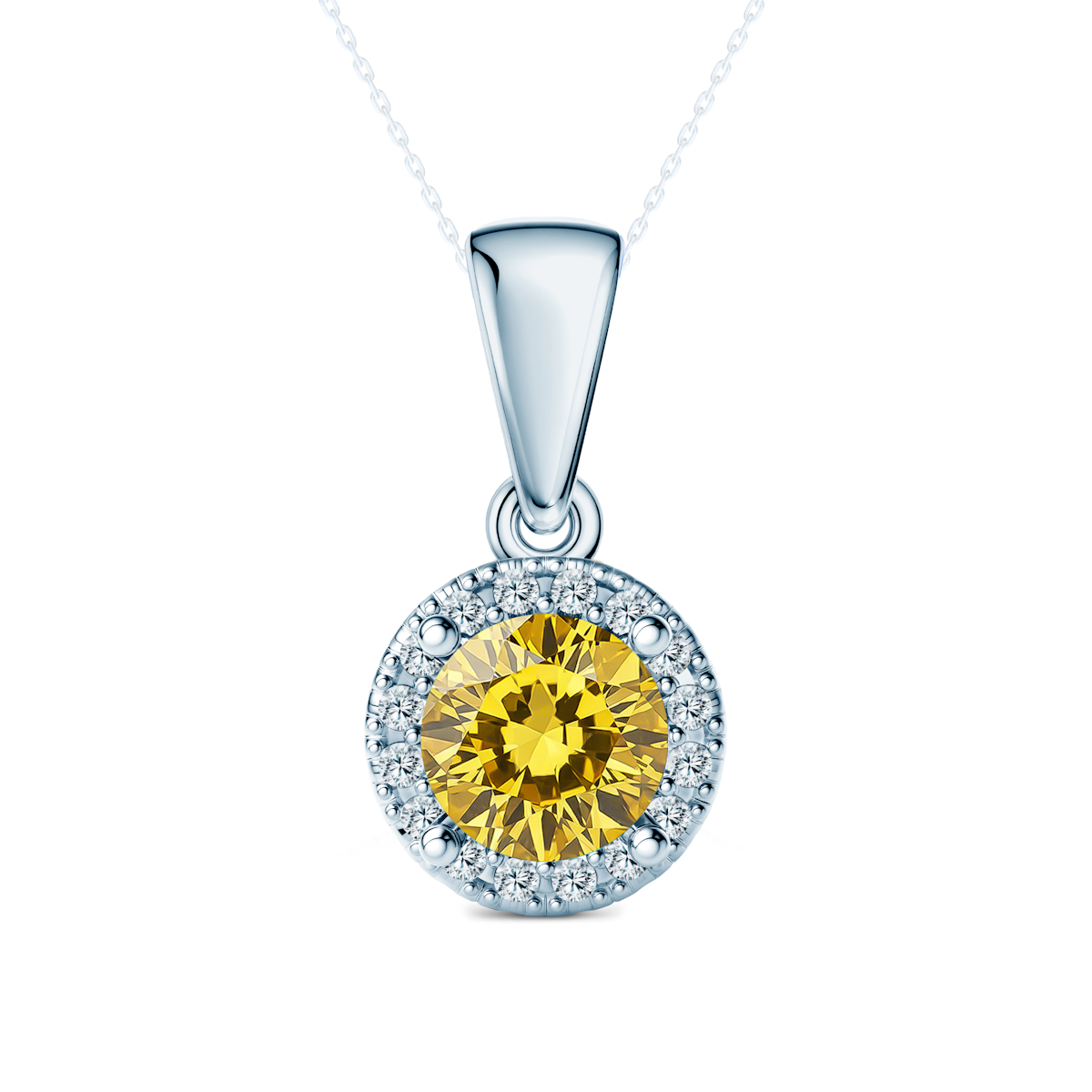 Pandantiv This is Love: aur alb, diamant galben de laborator, diamante de laborator