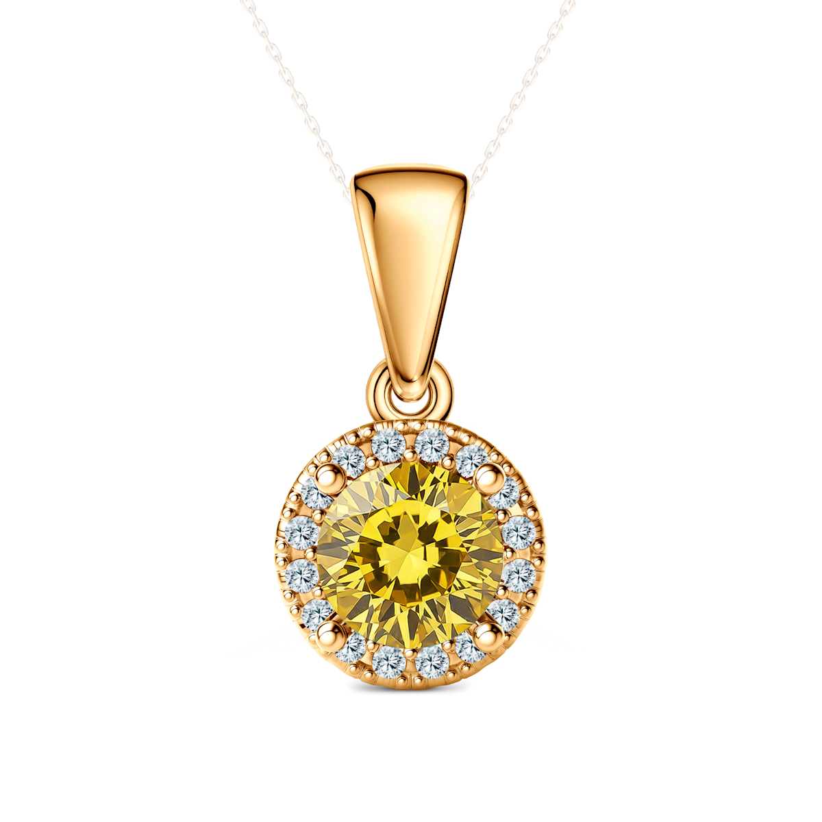 Pandantiv This is Love: aur galben, diamant galben de laborator, diamante de laborator