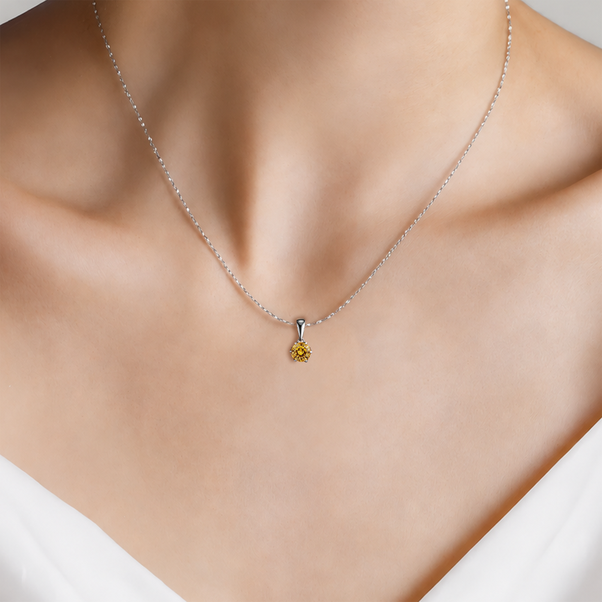 The Journey pendant: white gold, yellow lab-grown diamond - 5