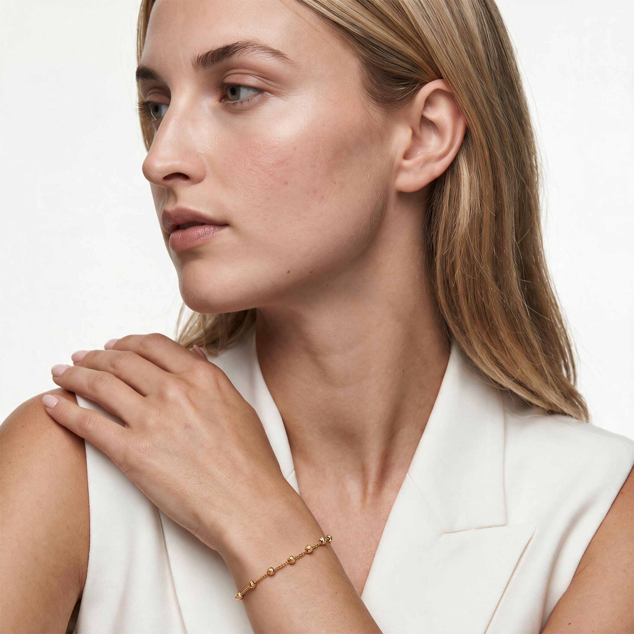 Bransoletka złota 585 z kulkami - 6