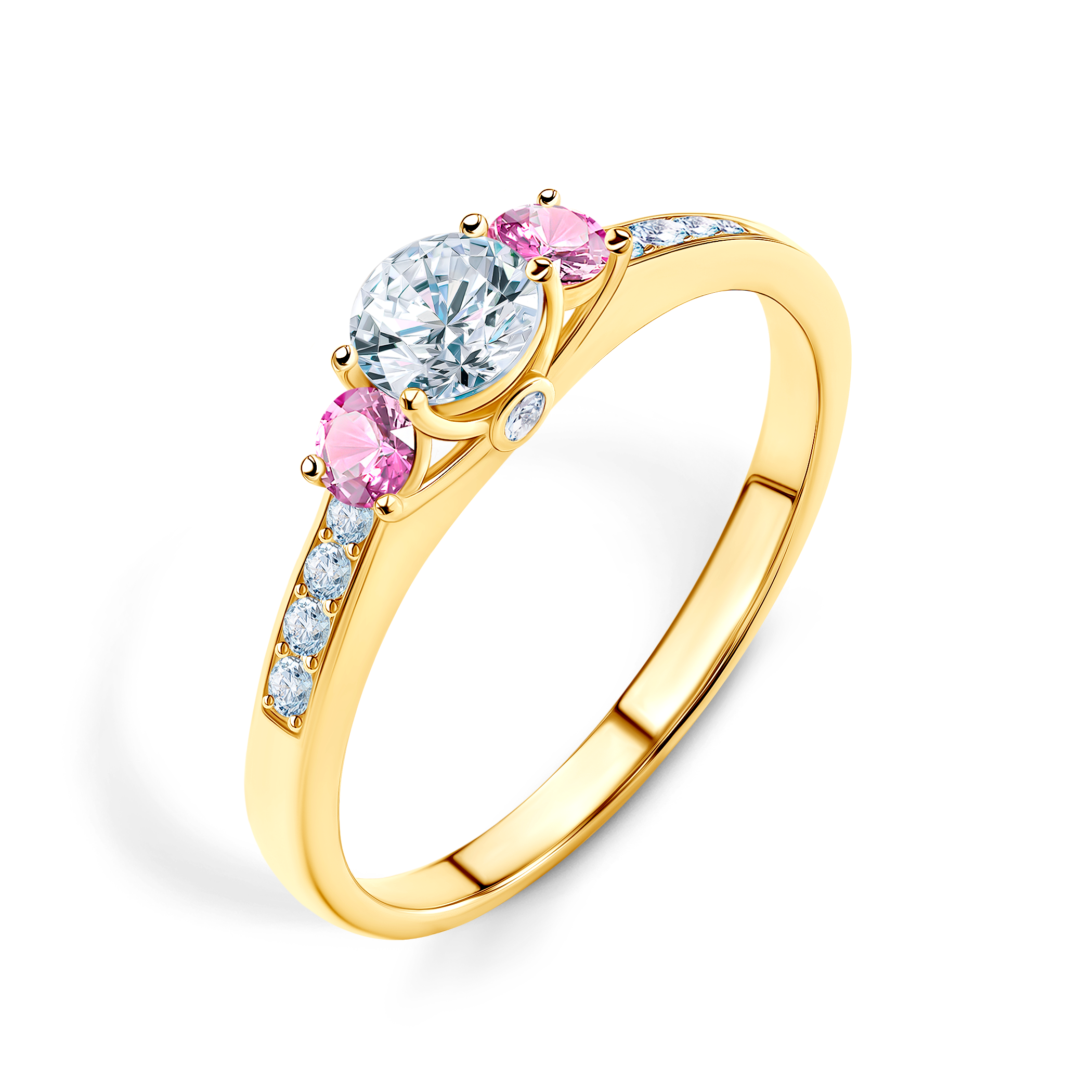 Pierścionek zaręczynowy Dream: złoty, biały szafir