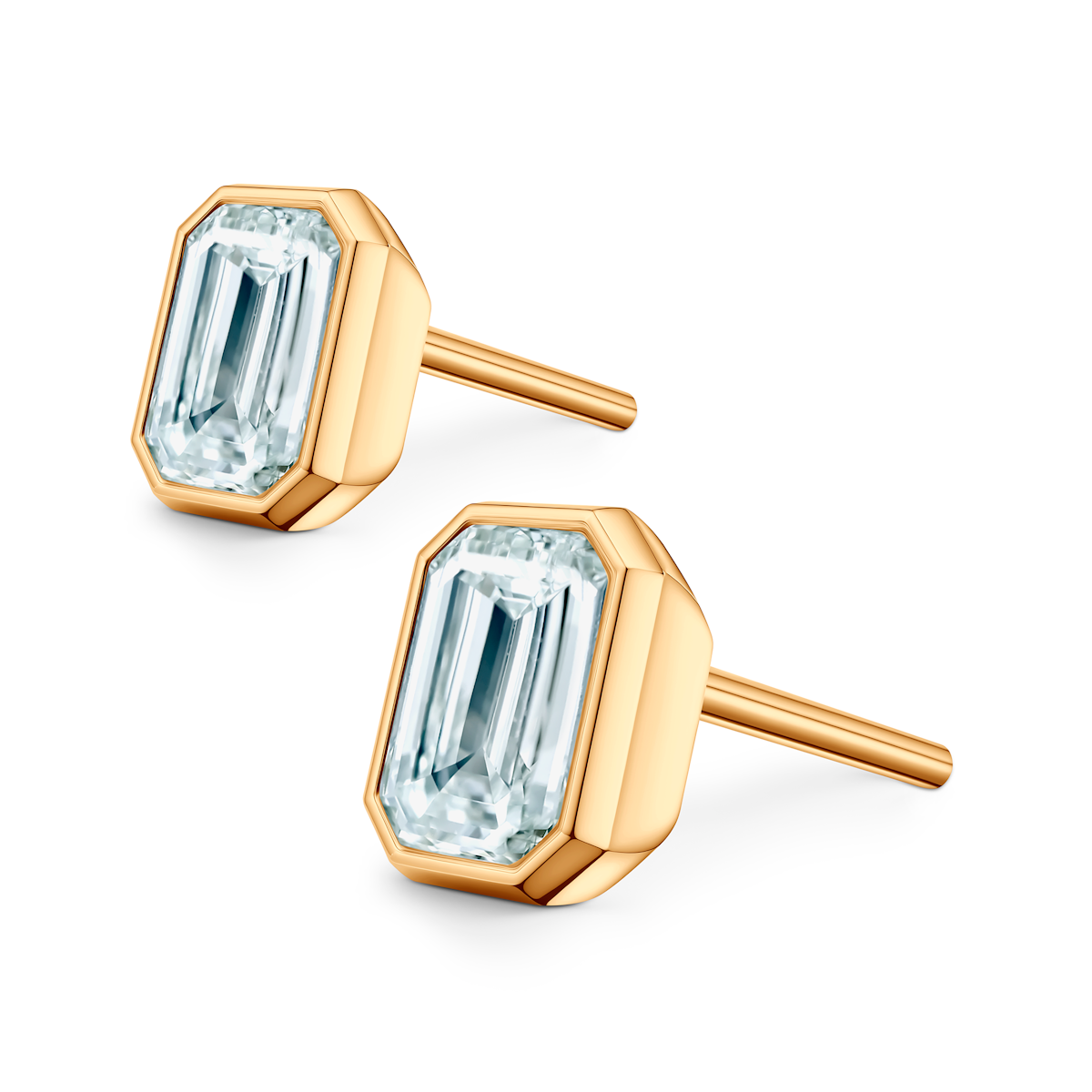 Pure earrings: yellow gold, lab-grown diamonds, emerald cut - 3