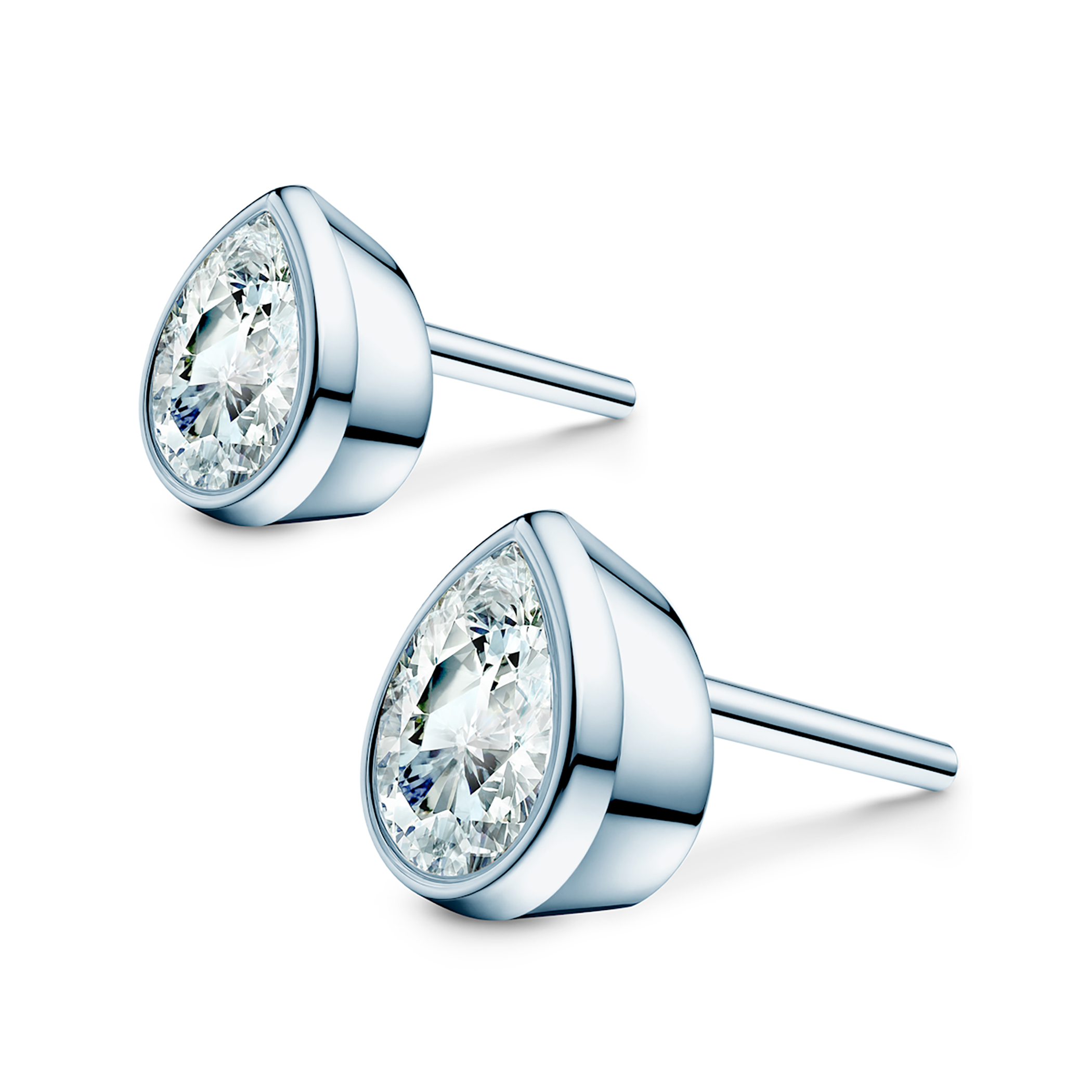 Pure earrings: white gold, lab-grown diamonds, pear cut - 3