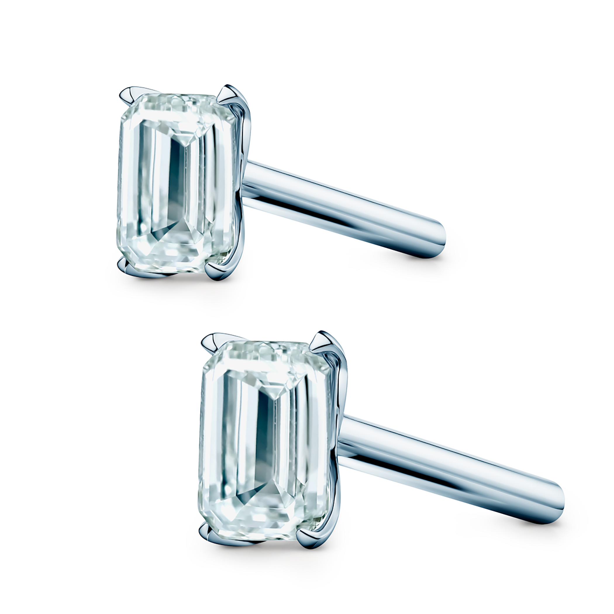 Share Your Love earrings: white gold, emerald cut diamonds - 3
