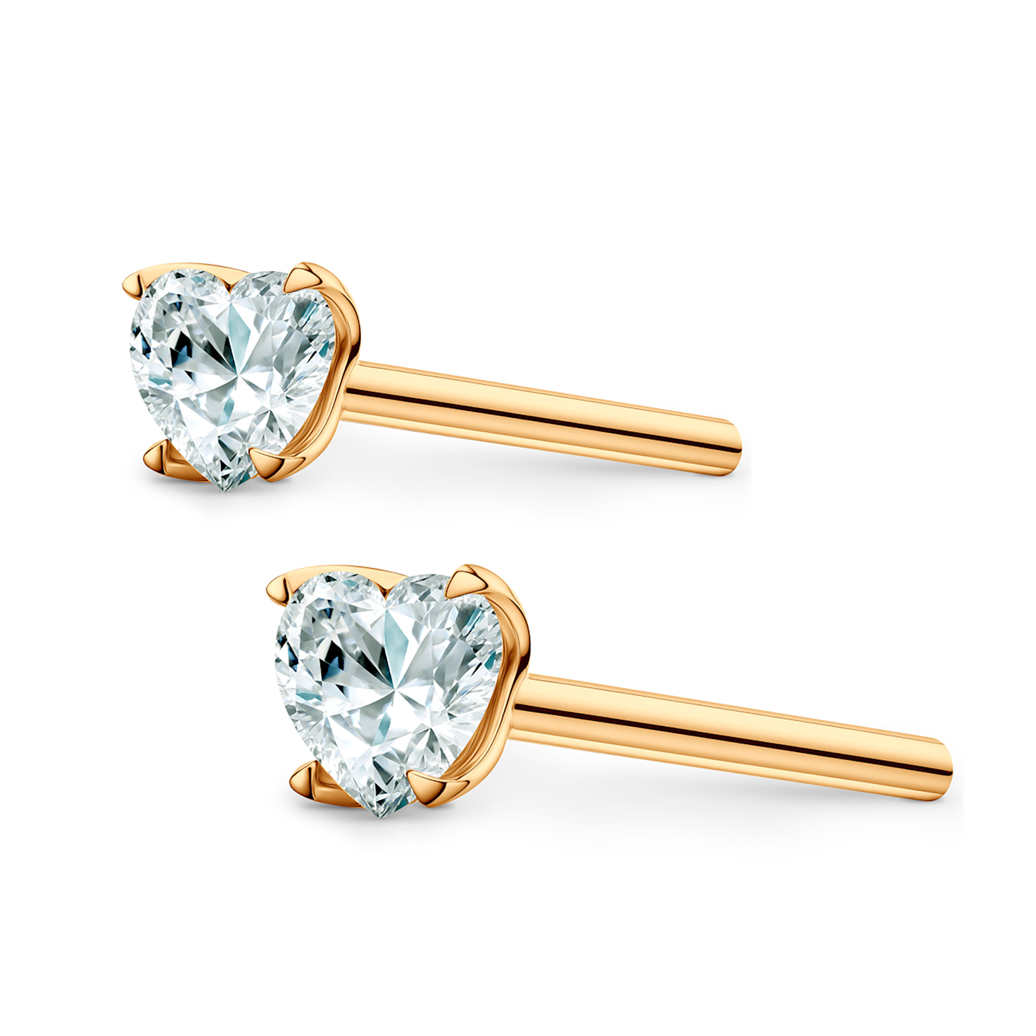 Share Your Love earrings: yellow gold, heart cut diamonds - 3