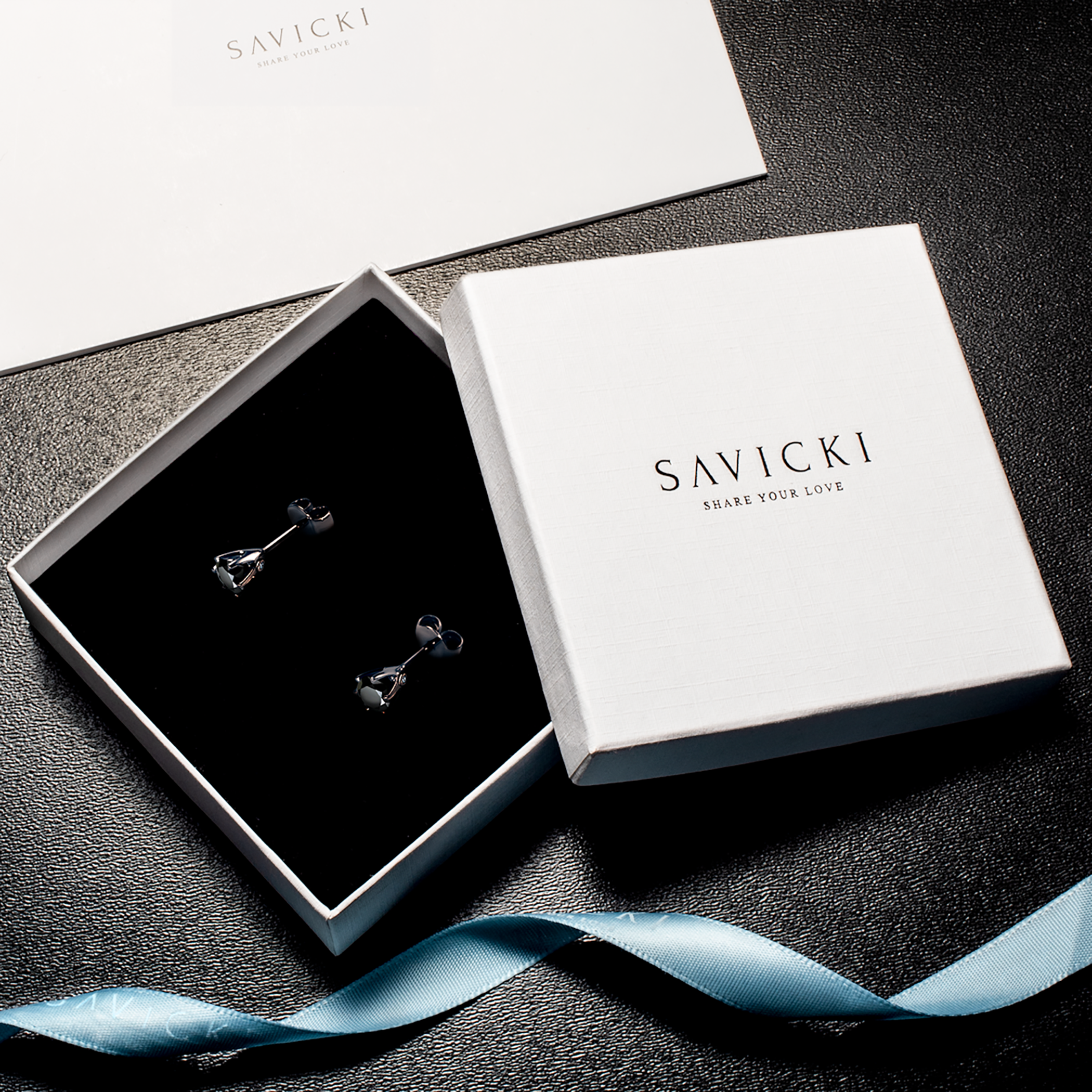 SAVICKI Earrings: Black gold, black diamonds
