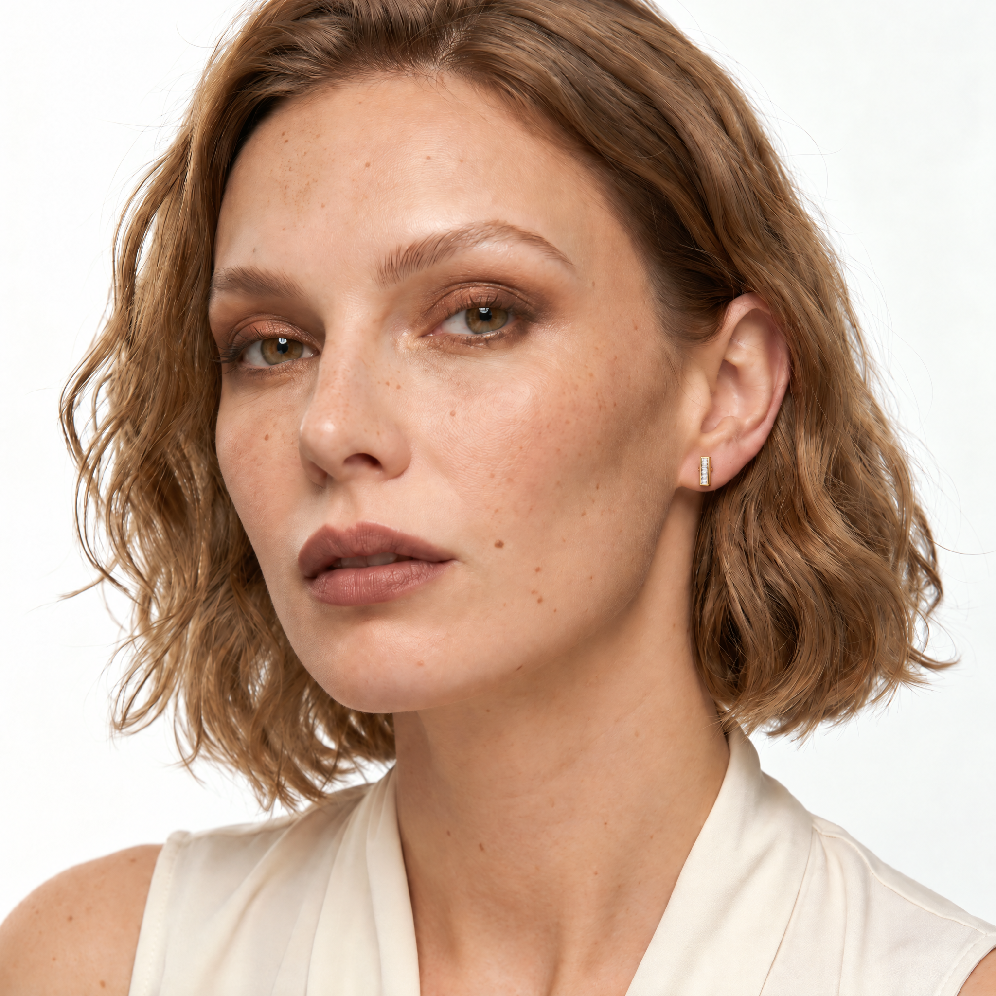 Kolczyki Savicki: złote, prostokątne, cyrkonie - 5