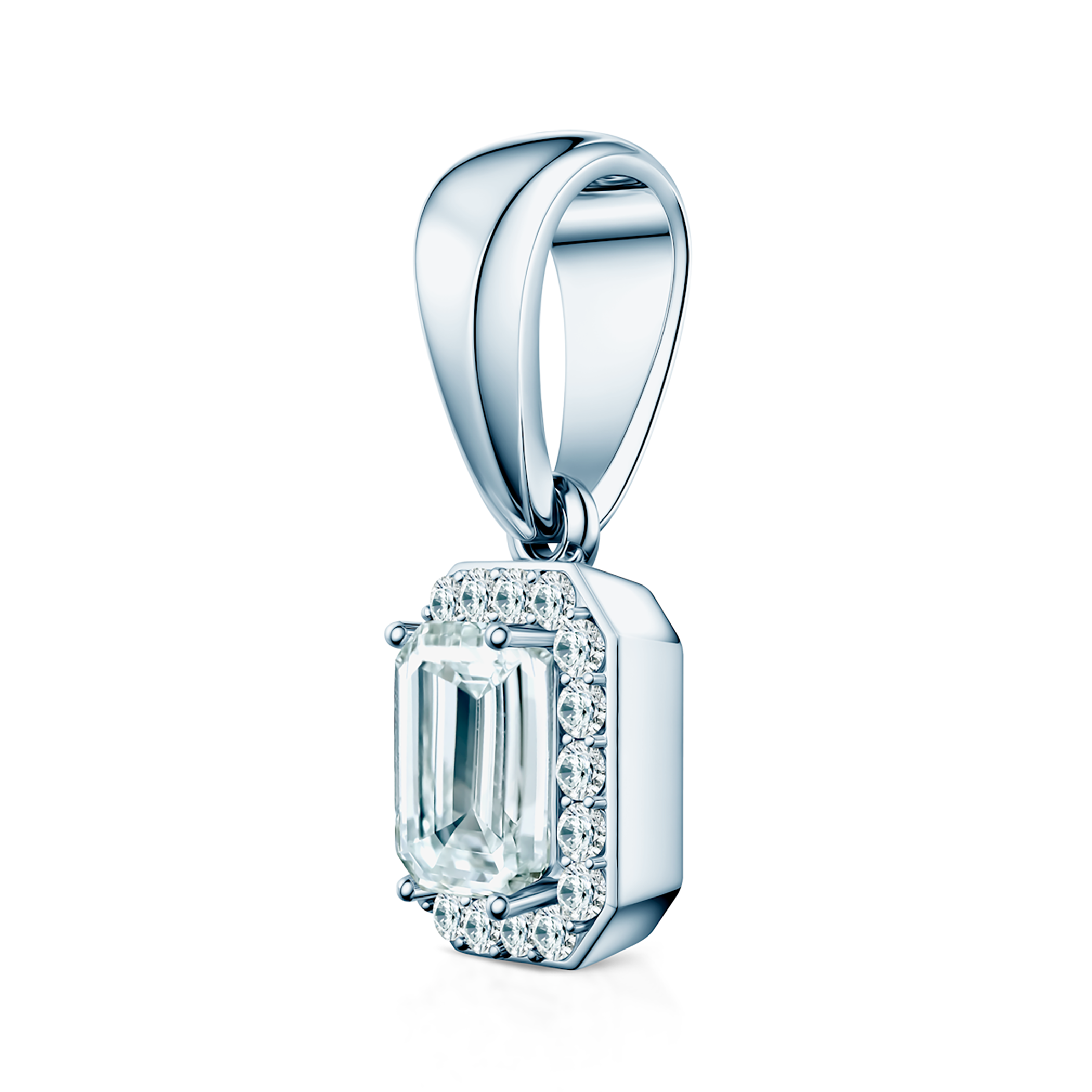 This Is Love pendant: white gold, lab-grown diamonds, emerald cut - 3
