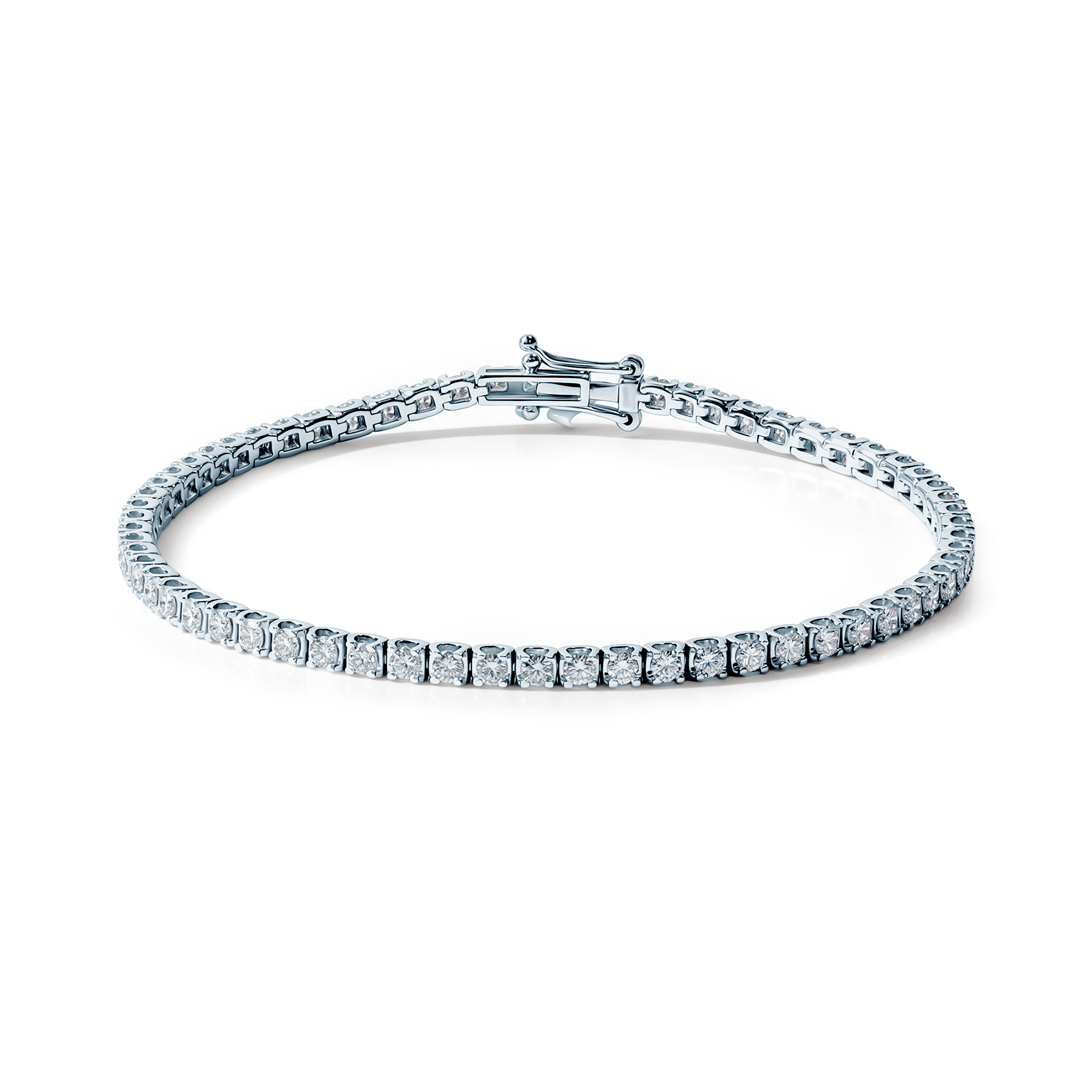 Teniso apyrankė: platina, balti deimantai 2 ct, 2 mm 17,5 cm