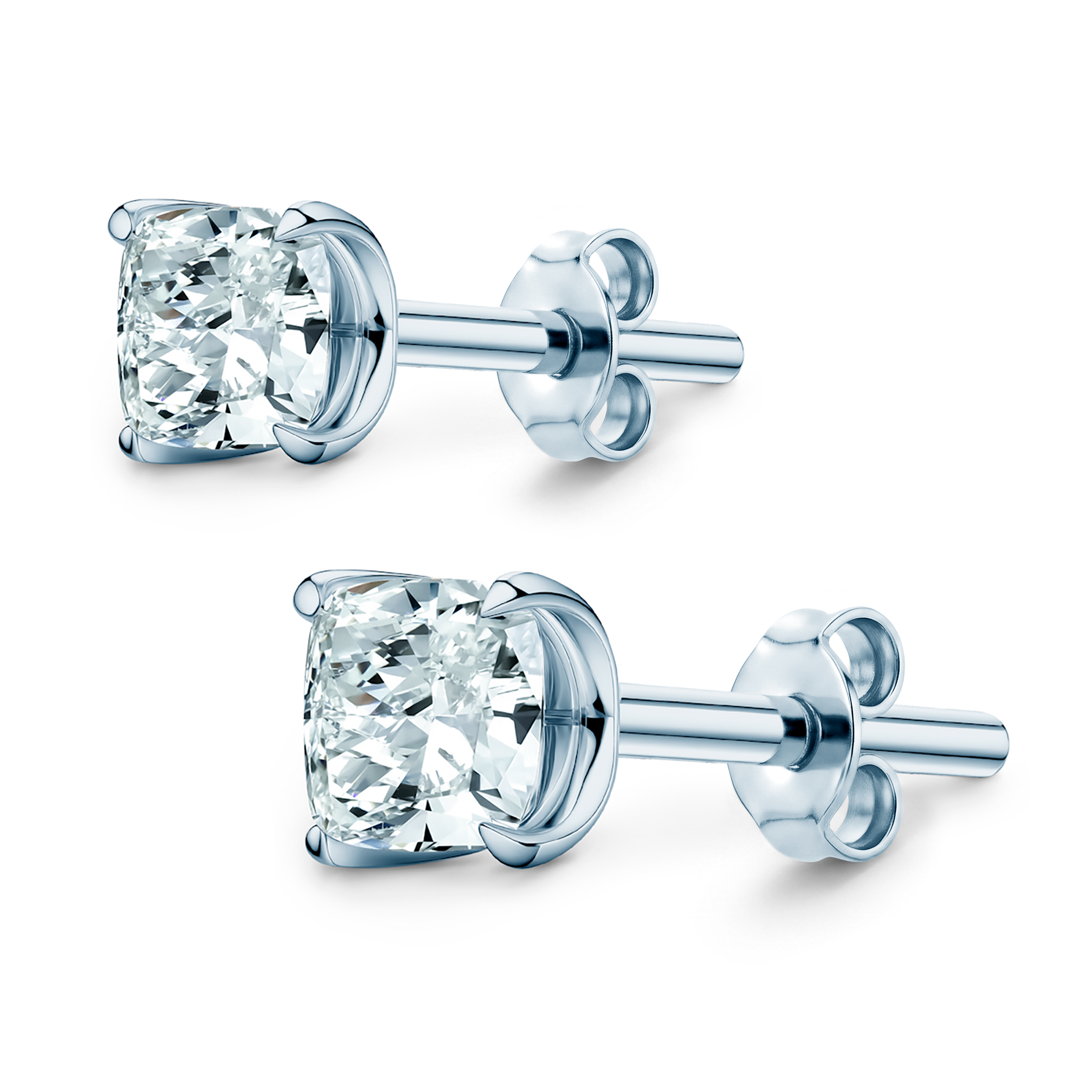 Share Your Love earrings: white gold, cushion cut diamonds - 4