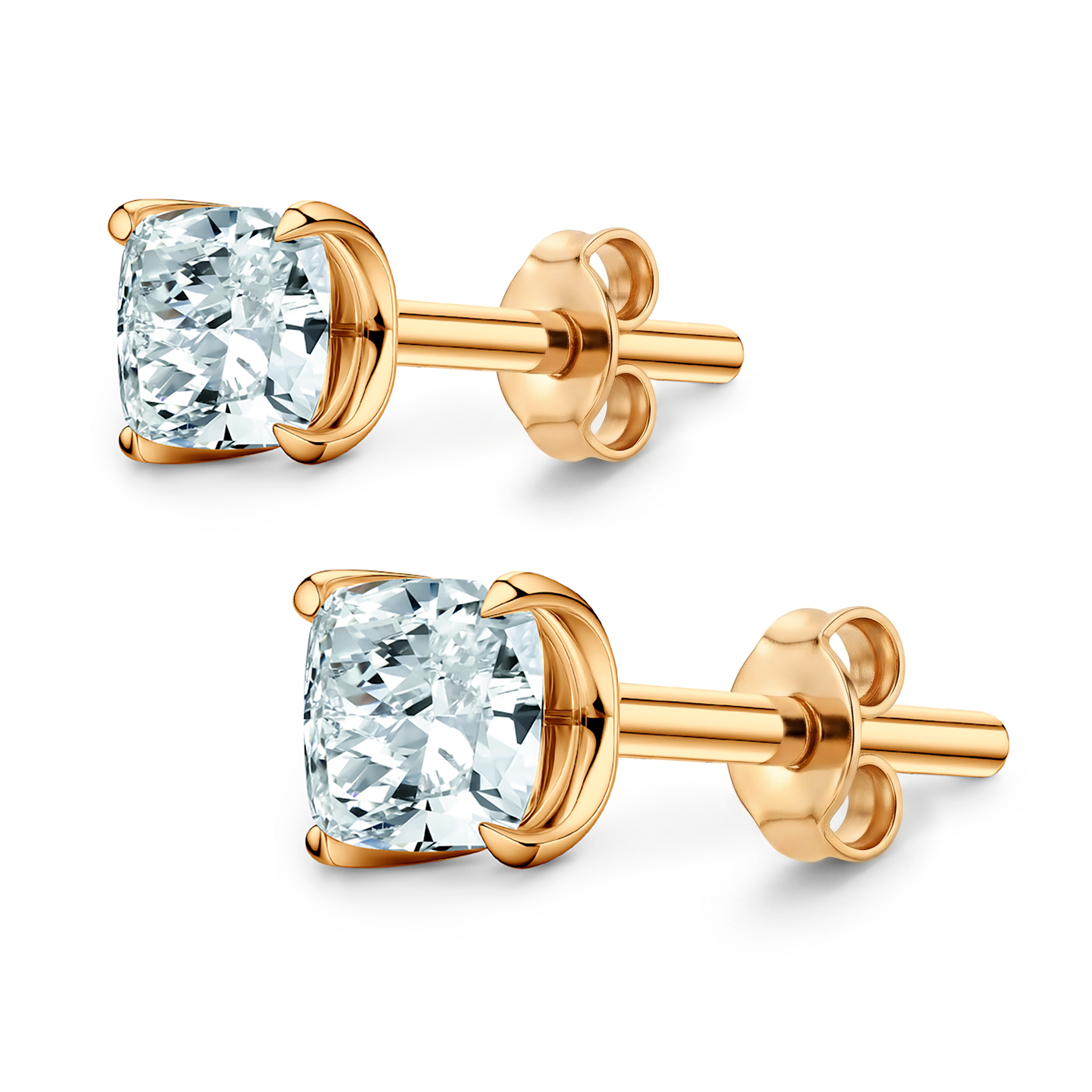 Share Your Love earrings: yellow gold, cushion cut diamonds - 4