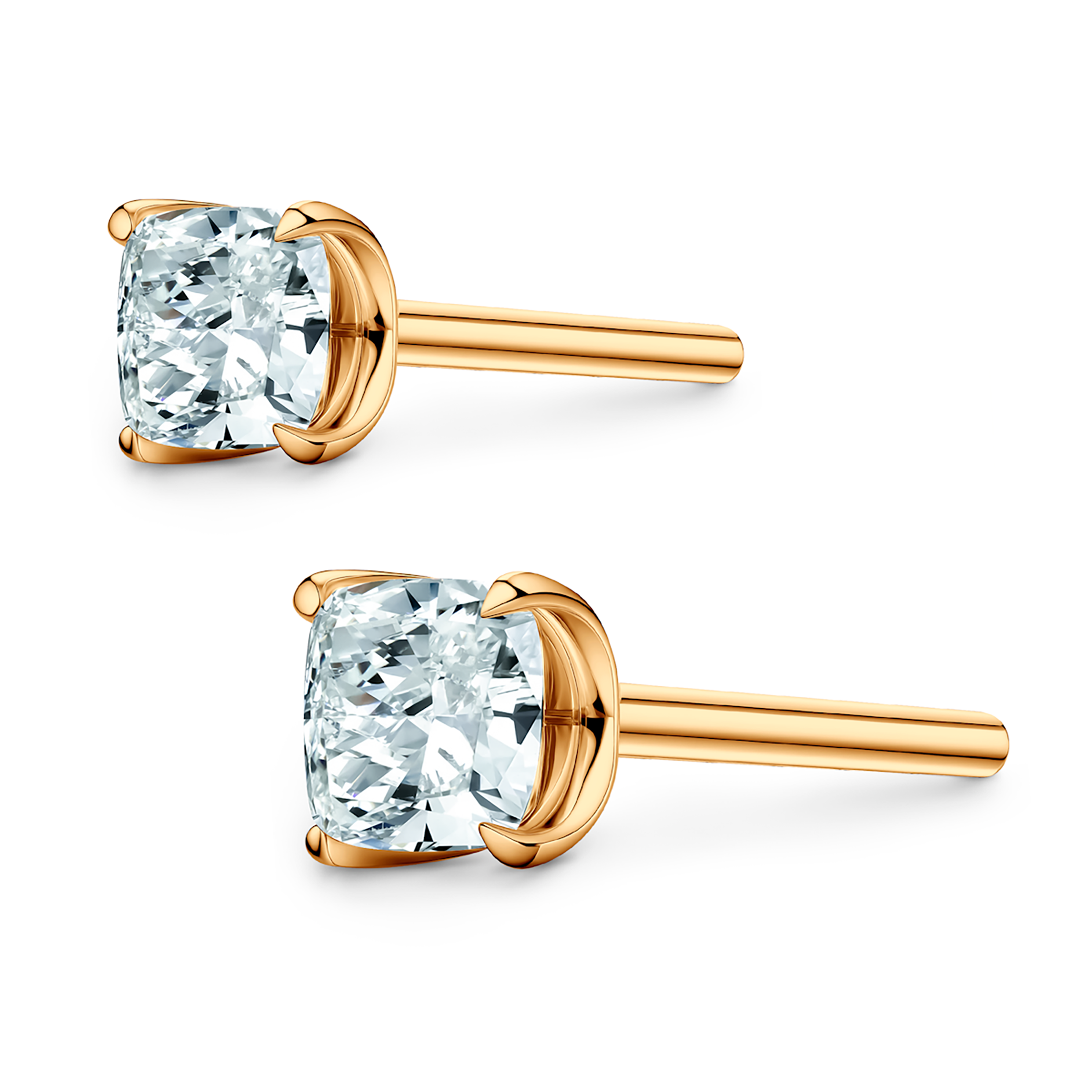 Share Your Love earrings: yellow gold, cushion cut diamonds - 6