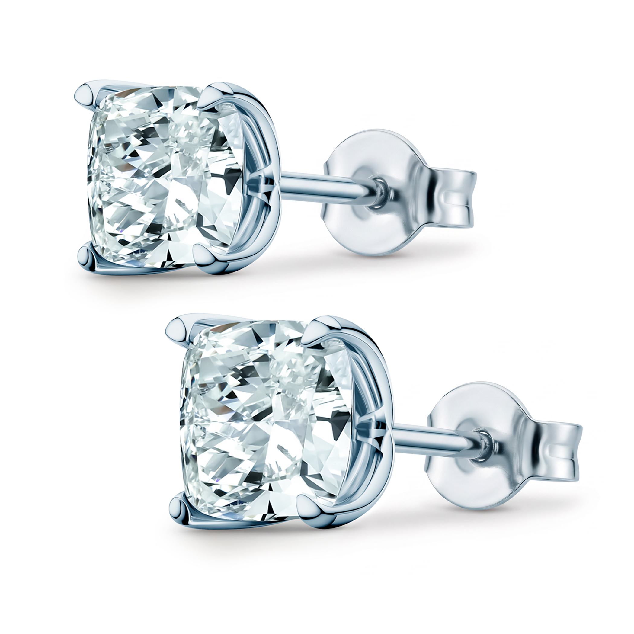Share Your Love earrings: white gold, lab-grown diamonds, cushion cut - 4