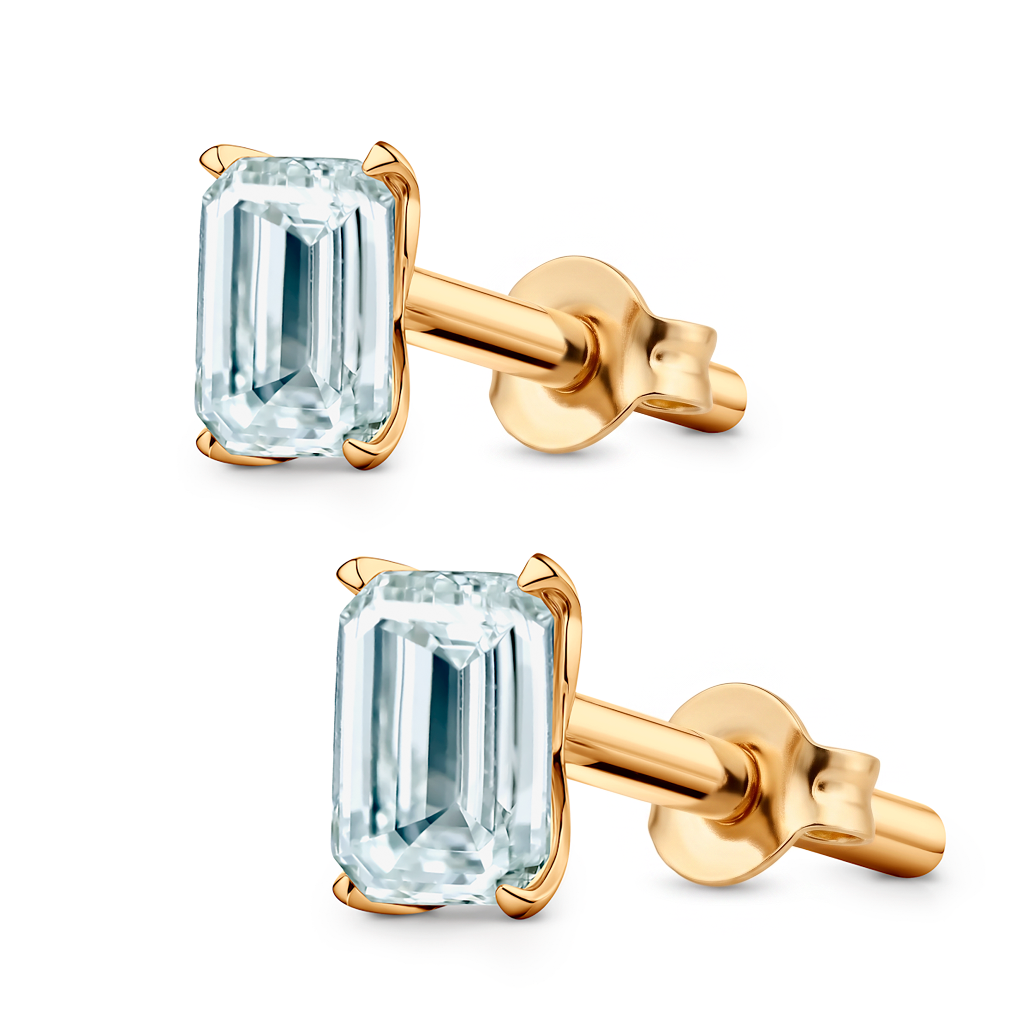 Share Your Love earrings: yellow gold, emerald cut diamonds - 4
