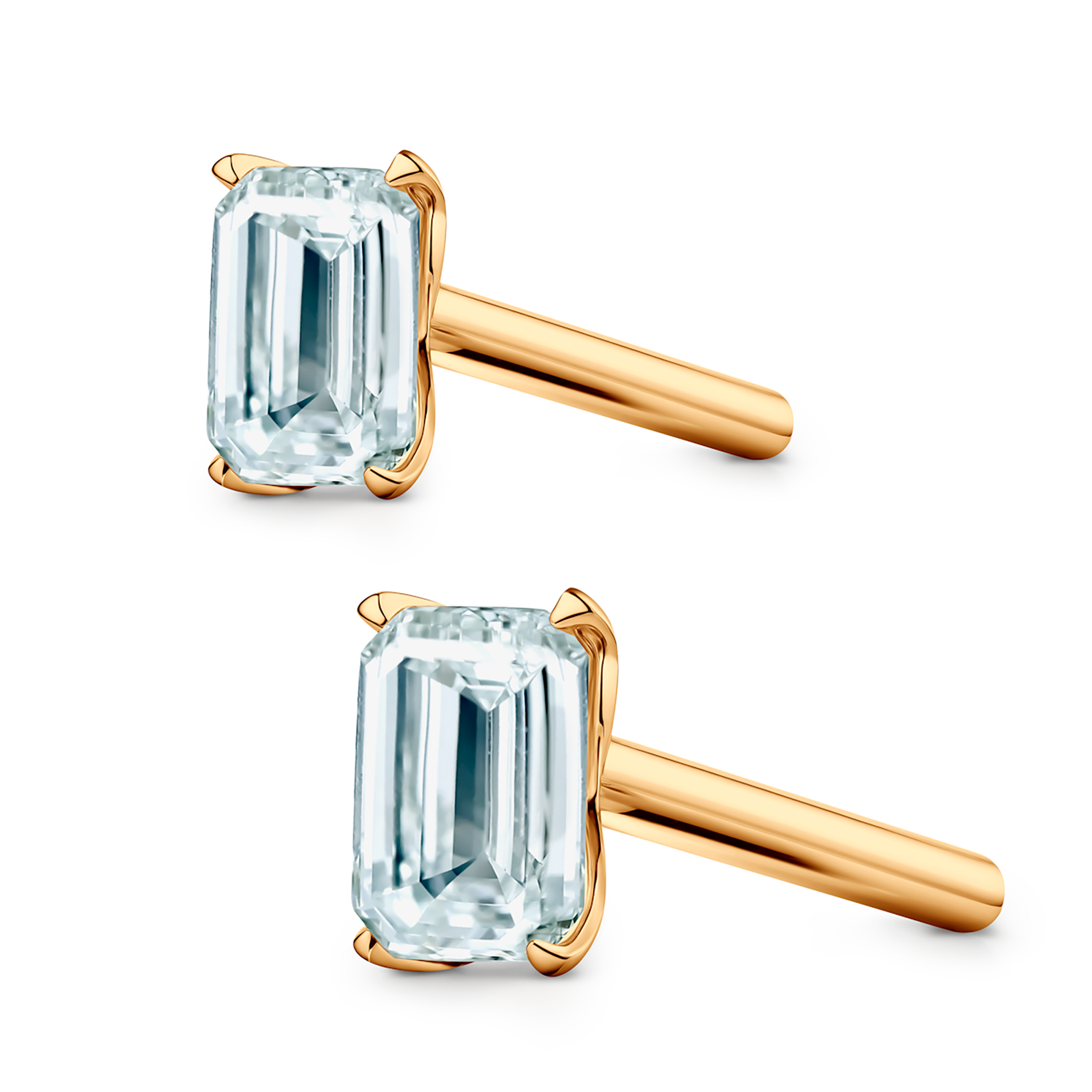 Share Your Love earrings: yellow gold, emerald cut diamonds - 6