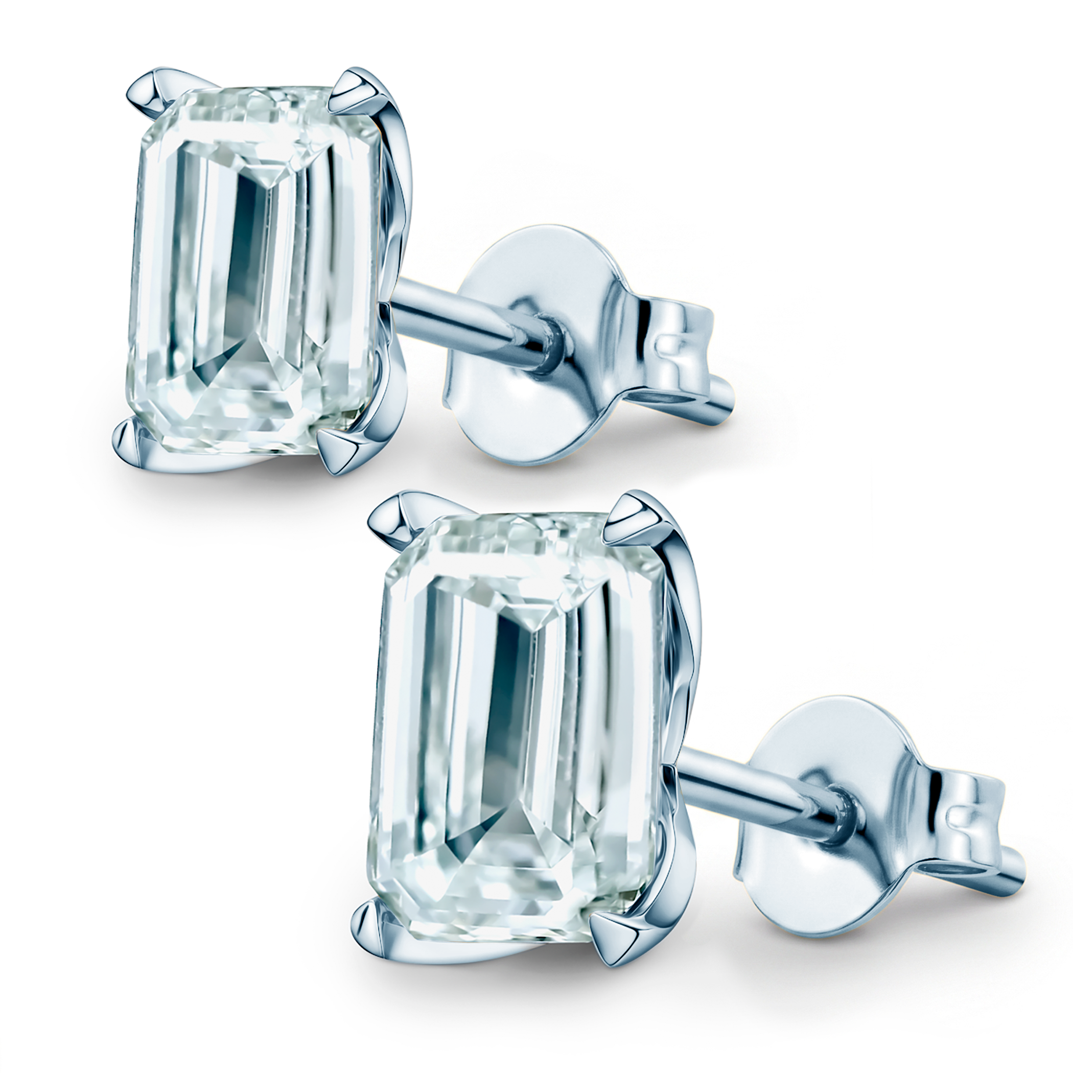 Share Your Love earrings: white gold, lab-grown diamonds, emerald cut - 4
