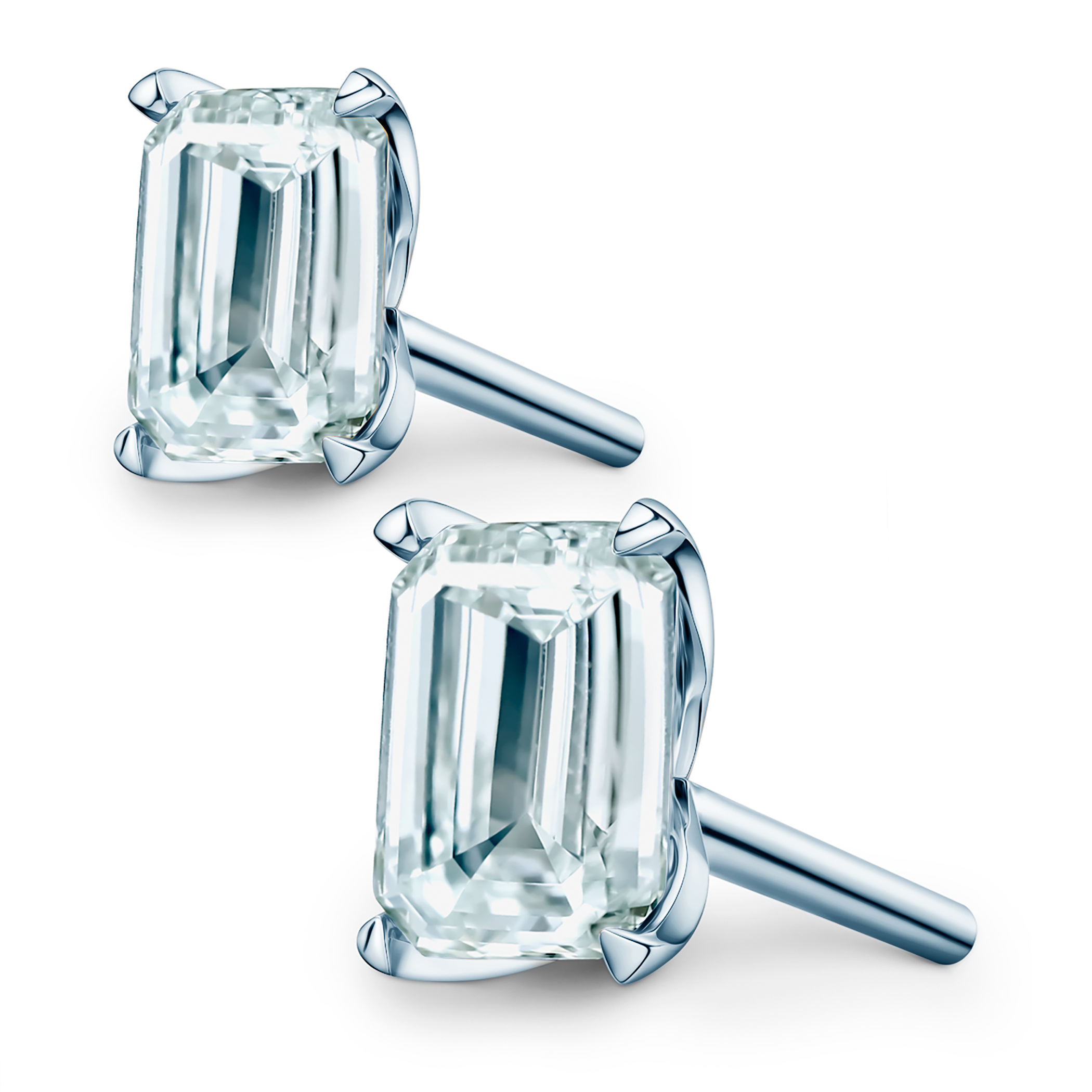 Share Your Love earrings: white gold, lab-grown diamonds, emerald cut - 6