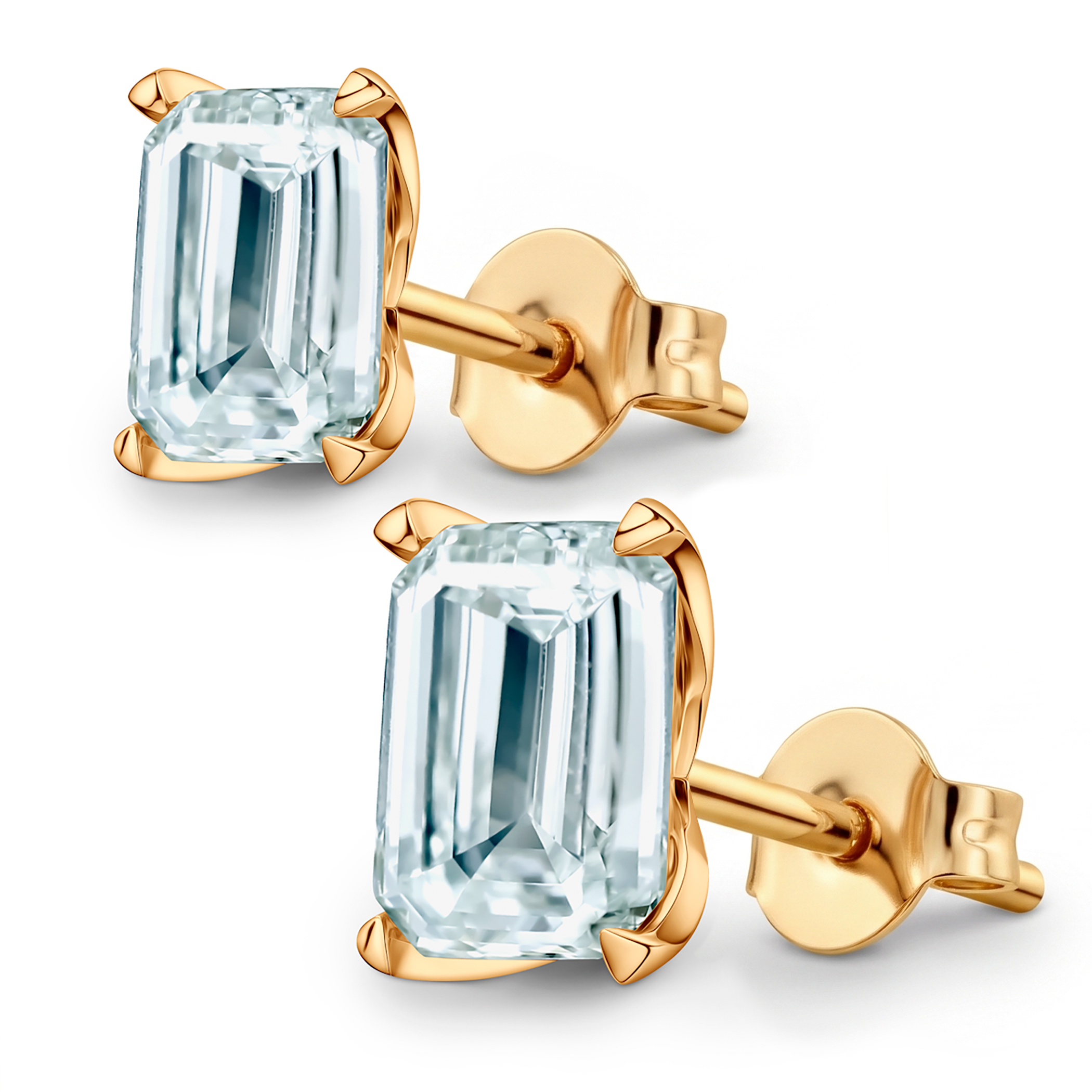 Share Your Love earrings: yellow gold, lab-grown diamonds, emerald cut - 4