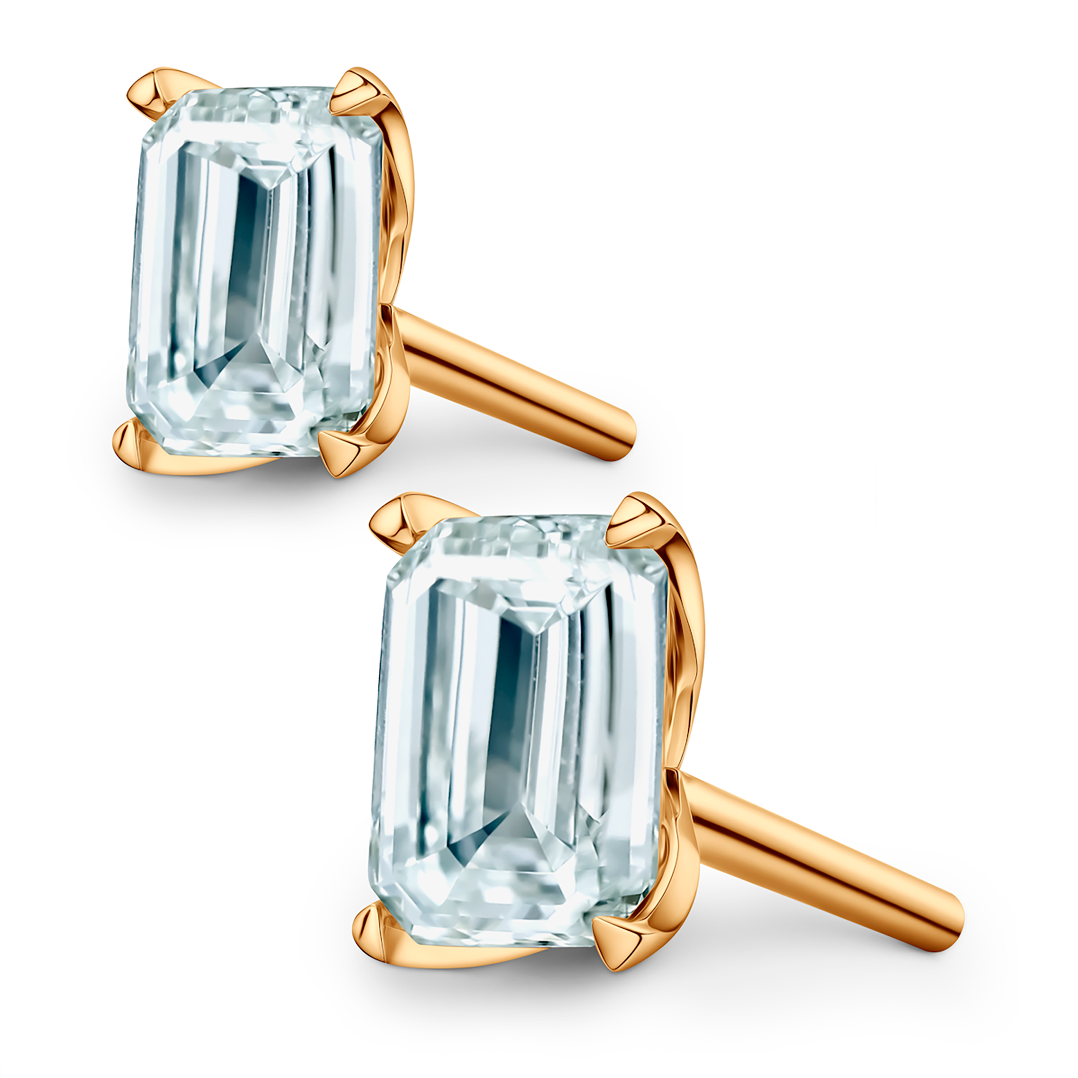 Share Your Love earrings: yellow gold, lab-grown diamonds, emerald cut - 6