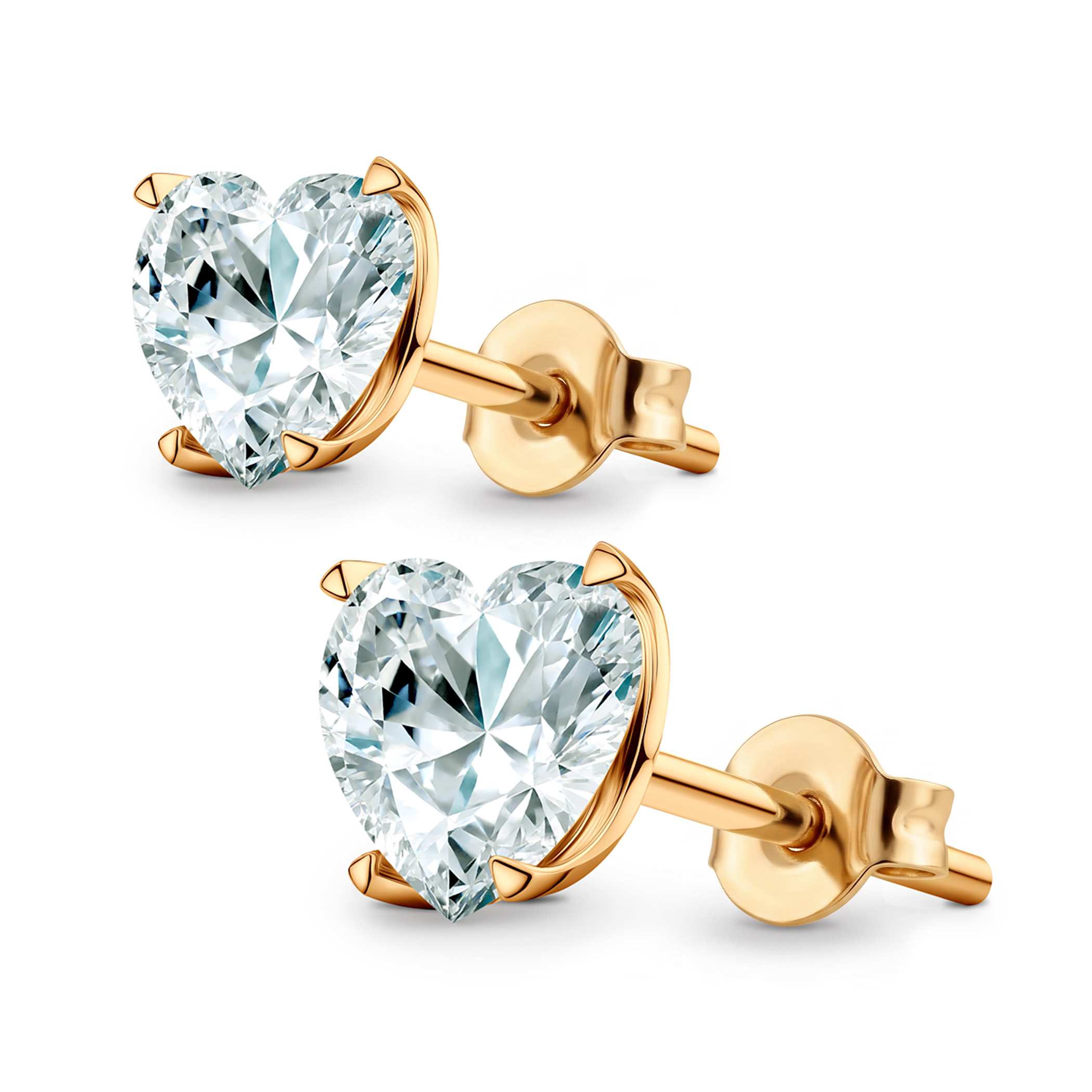 Share Your Love earrings: yellow gold, lab-grown diamonds, heart cut - 4