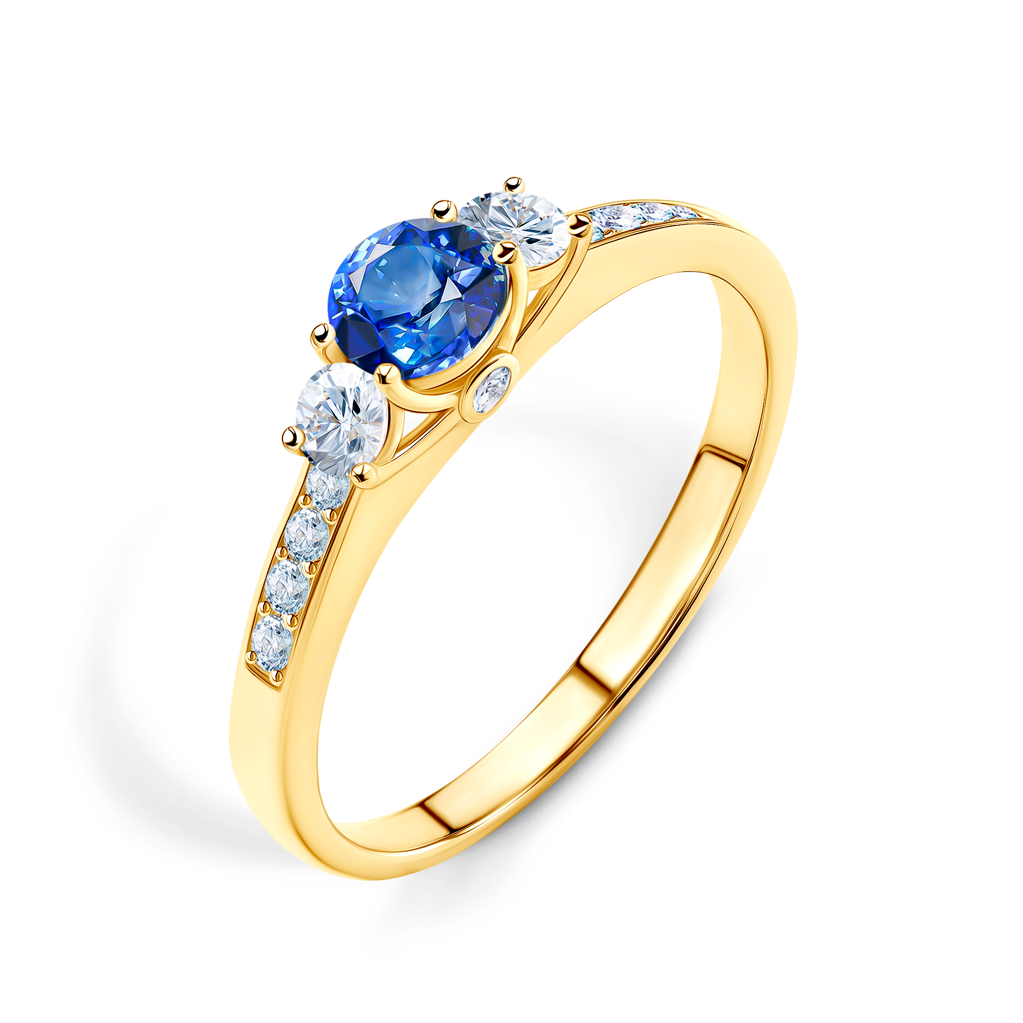 Pierścionek zaręczynowy Dream: złoty, niebieski szafir - 4