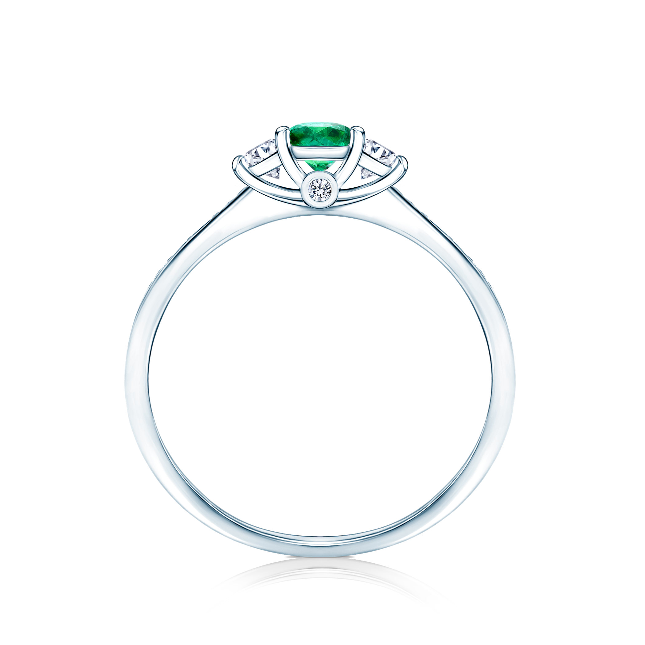 Pierścionek zaręczynowy Dream: białe złoto, szmaragd - 3