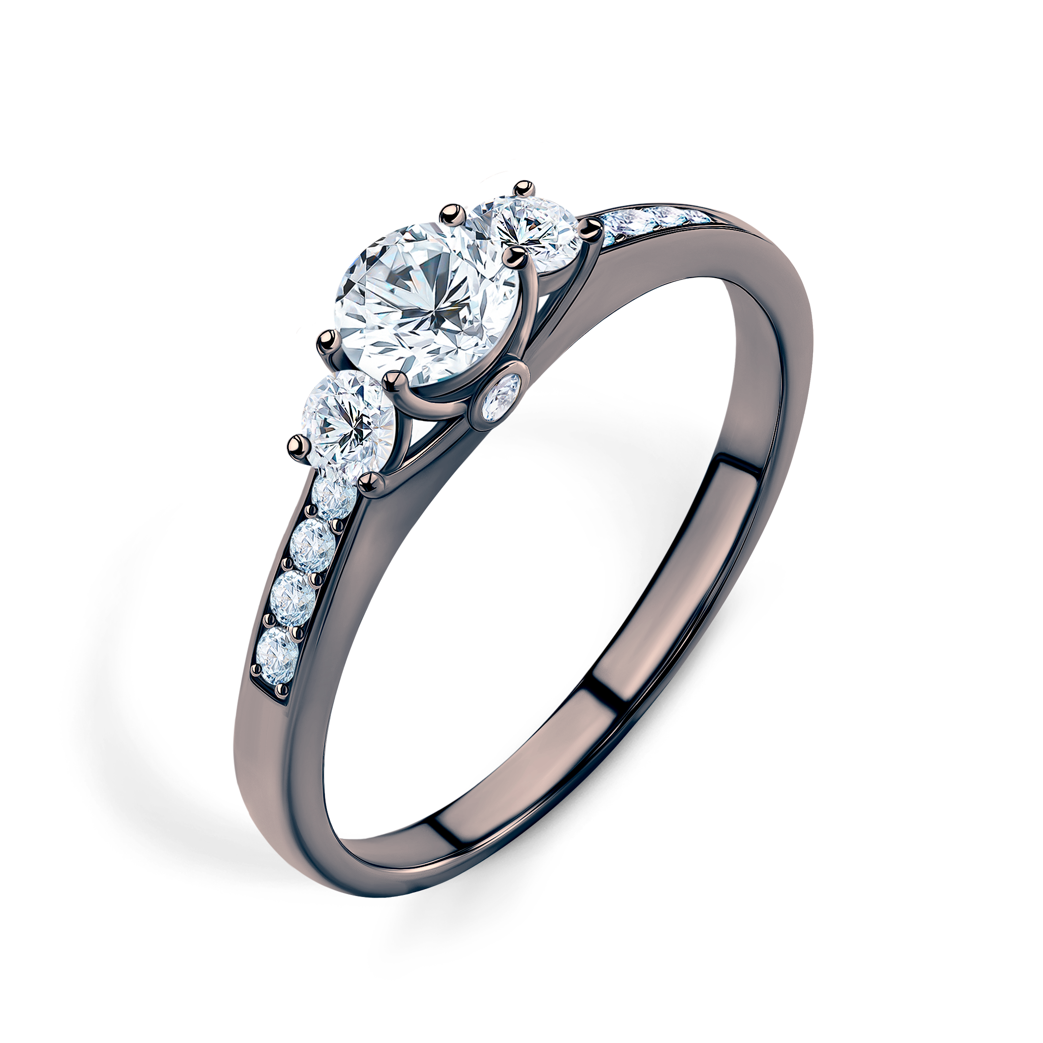 Pierścionek zaręczynowy Dream: czarne złoto, diamenty - 4