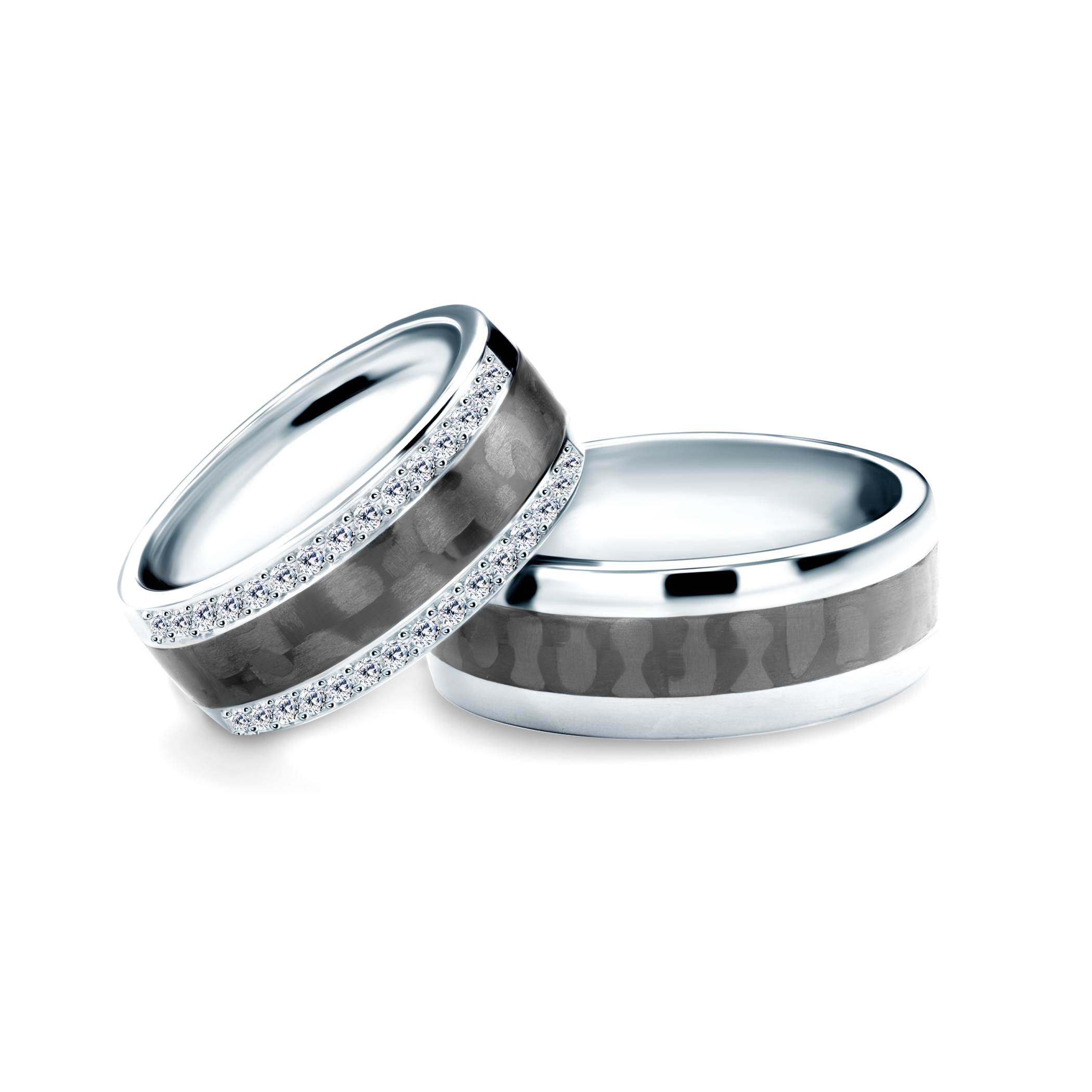 Obrączki ślubne: carbon, tytan, półokrągłe, 8 mm