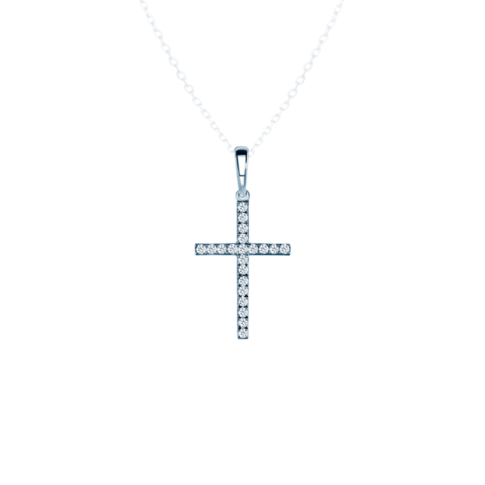Pendant Cross Savicki: white gold, diamonds