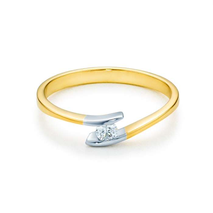 Zásnubný prsteň SAVICKI: dvojfarebné zlato, diamant